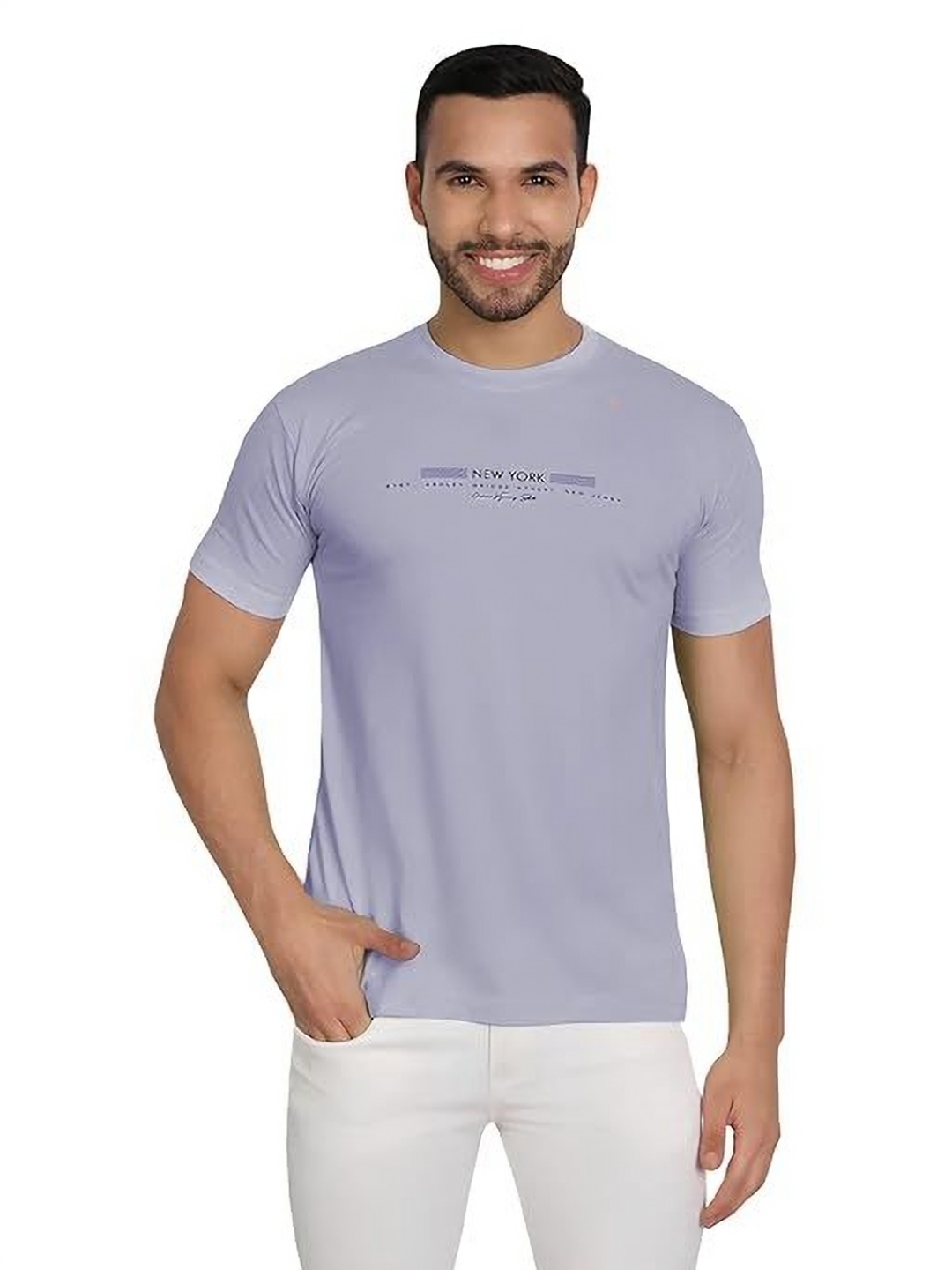 

BAESD Men Typography Printed Round Neck Cotton Slim Fit T-shirt, Lavender