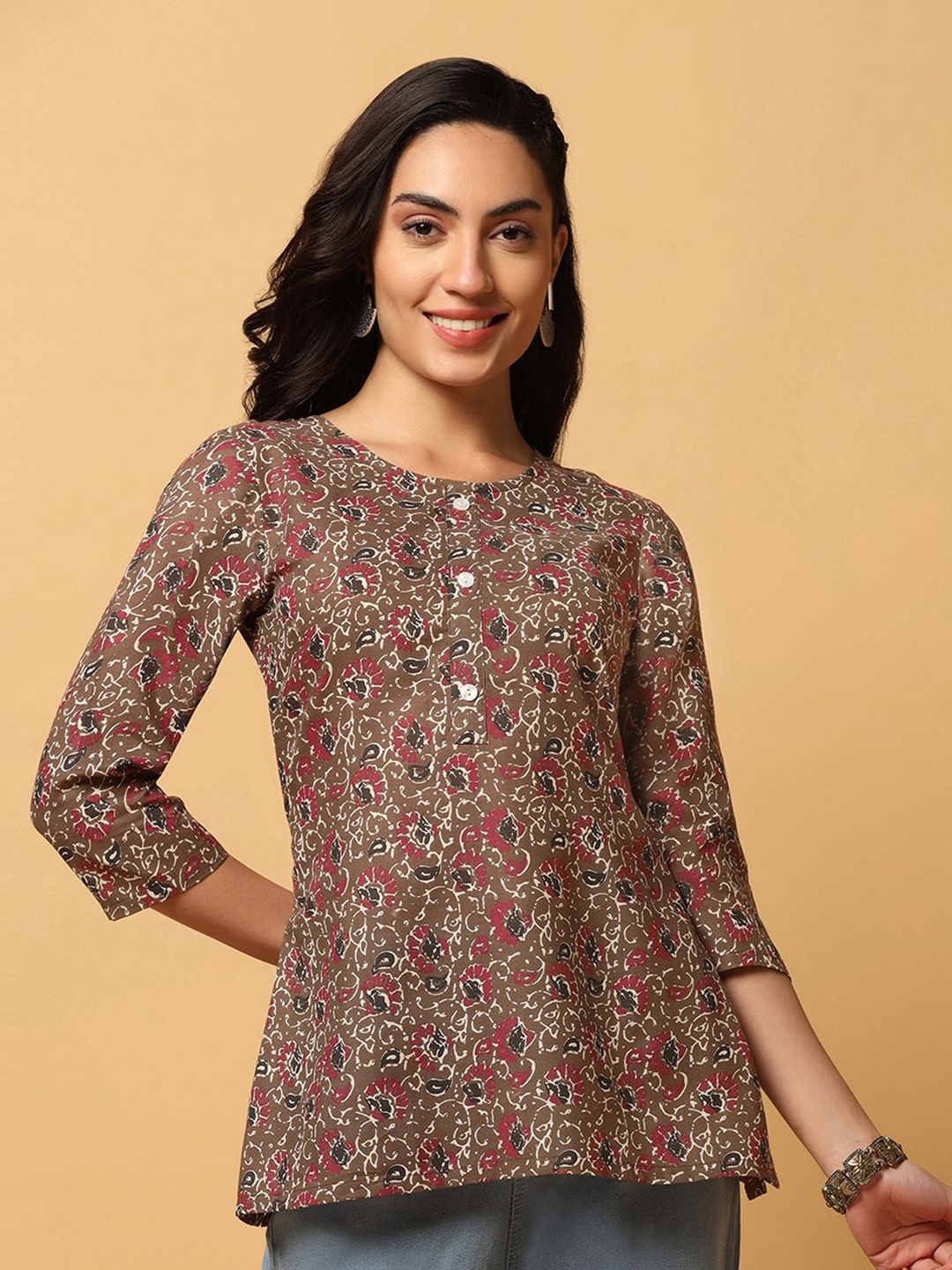 

Moda Rapido Floral Print Top, Brown