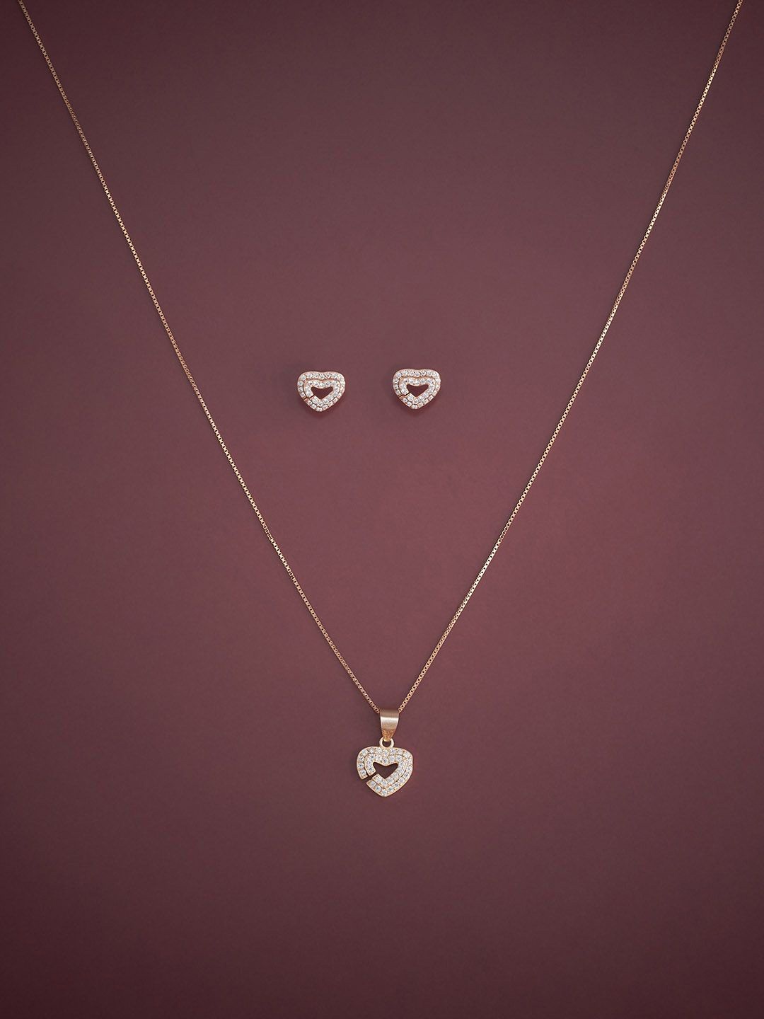 

Kushal's Fashion Jewellery Rose Gold-Plated Sterling Silver Zircon Jewellery Set