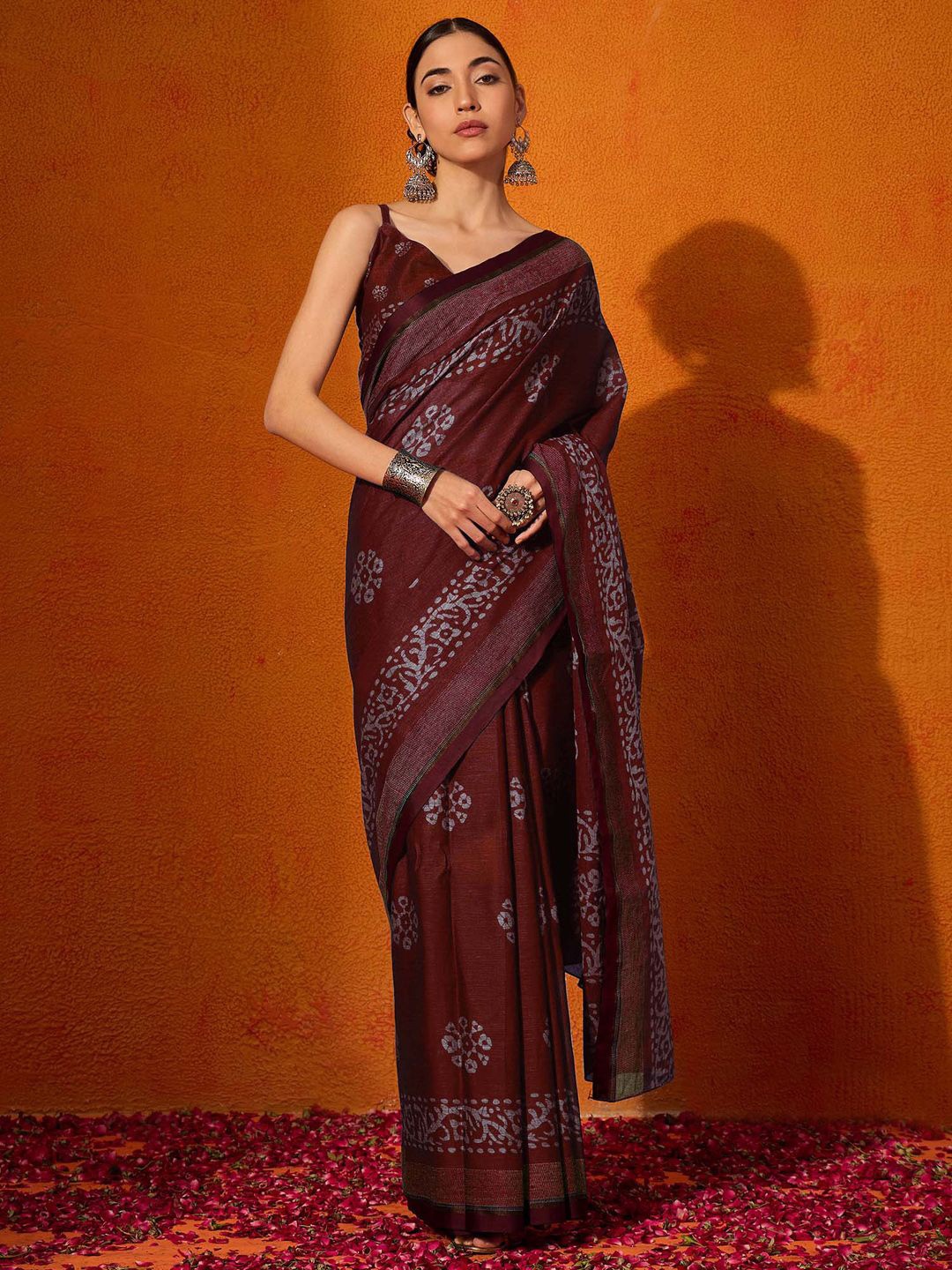 

Anouk Batik Printed Bagru Saree, Maroon