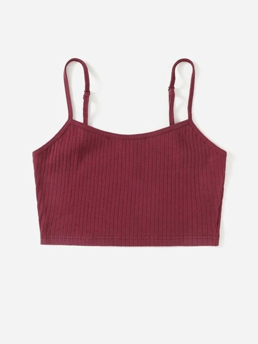 

KASHIAN Women Striped Shoulder Straps Top, Maroon
