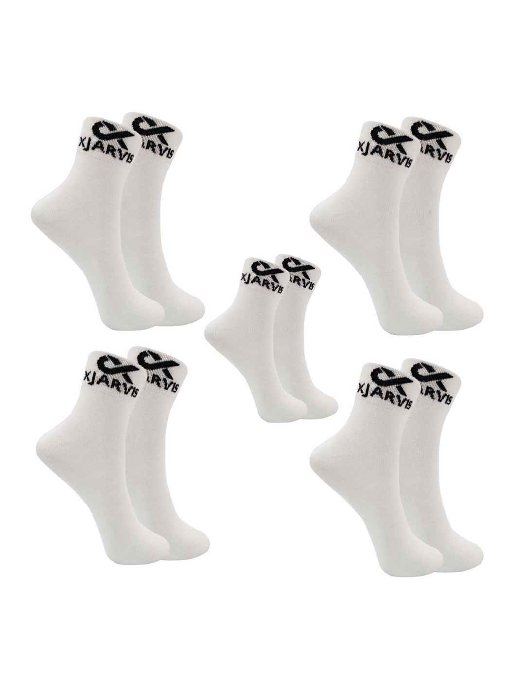 

Xjarvis Unisex Pack Of 5 Ankle-Length Socks, White