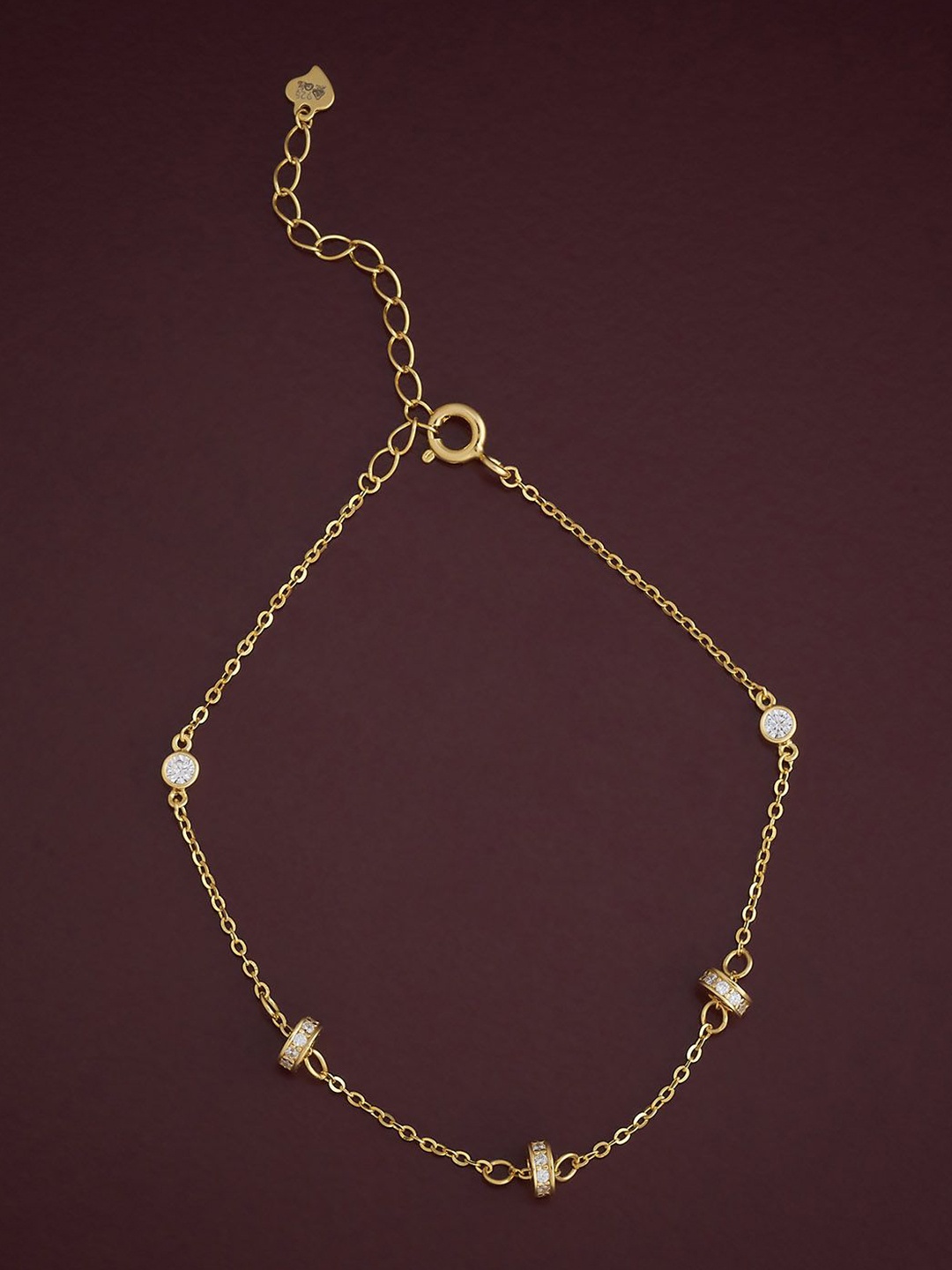 

Kushal's Fashion Jewellery 92.5 Sterling Silver Gold-Plated CZ Studded Link Bracelet