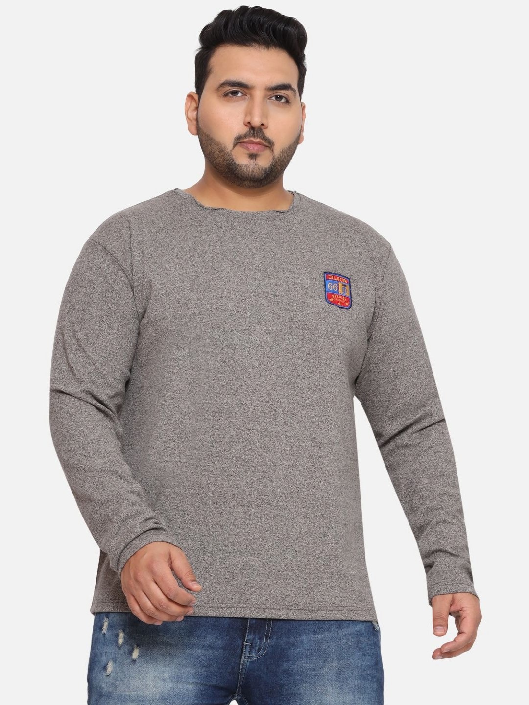 

Santonio Men Plus Size Solid Round Neck Cotton T-shirt, Grey