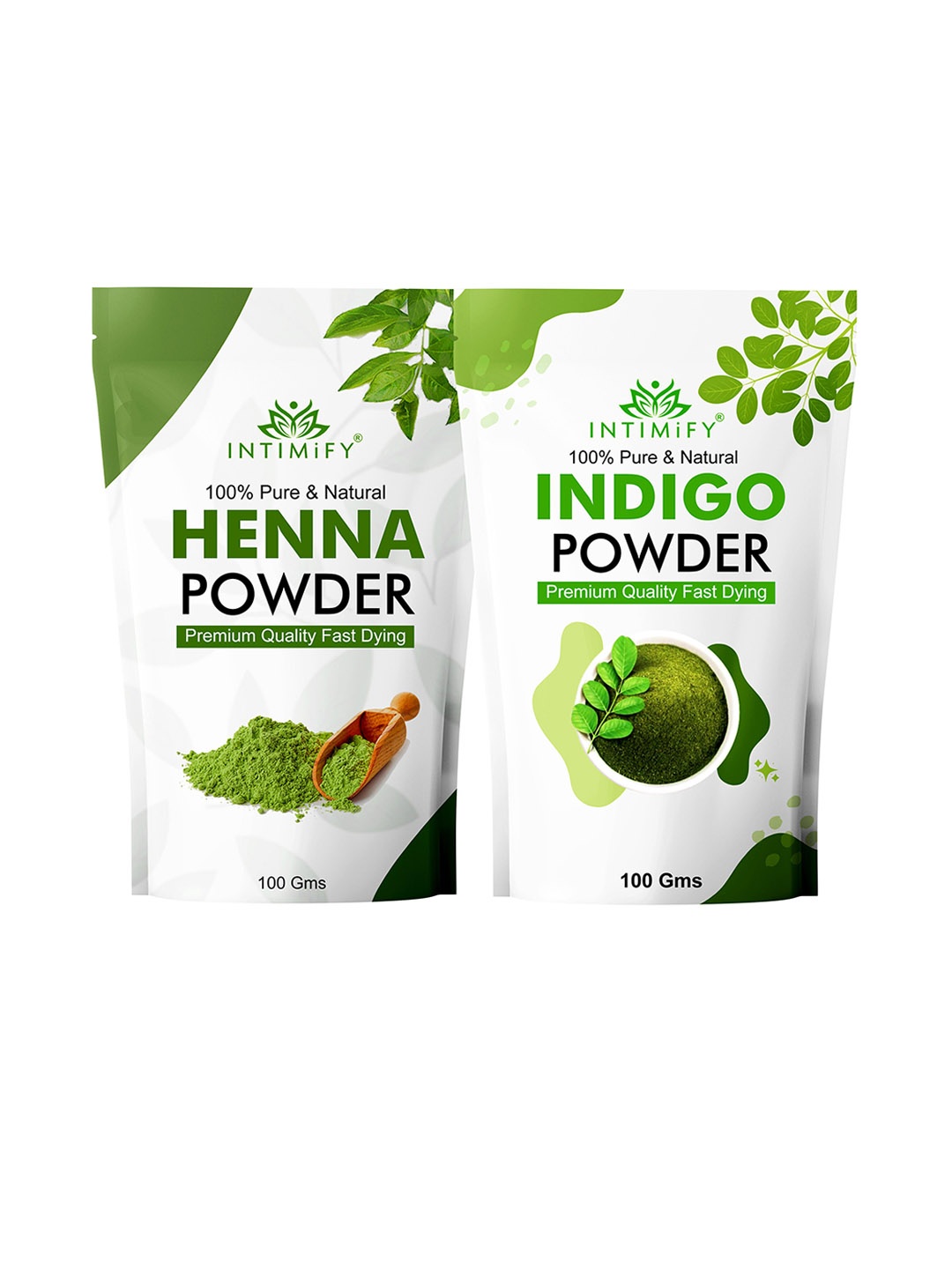 

INTIMIFY Set Of 2 Pure & Natural Henna & Indigo Powder - 100 g Each, Green