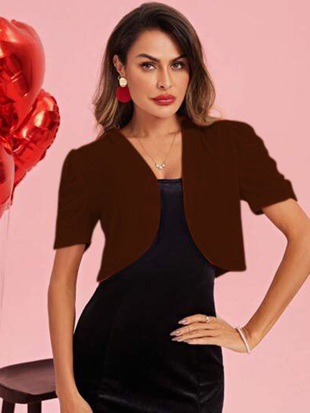

classy fashion Women Solid Casual Asymmetric Closure Tailored Jacket, Brown