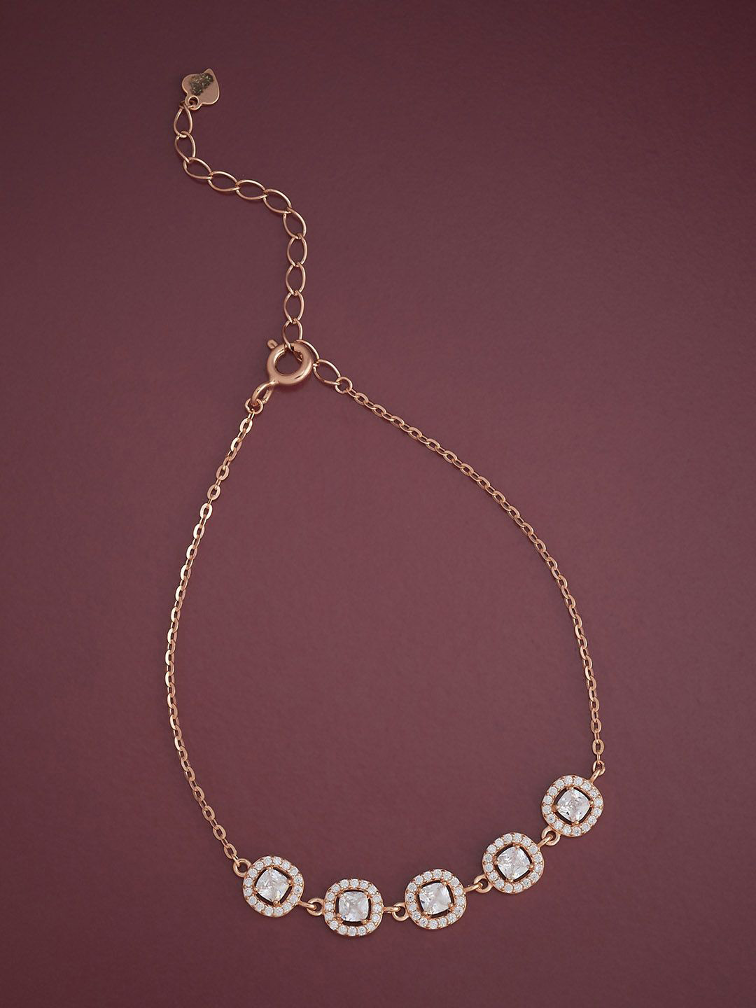 

Kushal's Fashion Jewellery Women 92.5 Sterling Silver Rose Gold-Plated CZ Link Bracelet