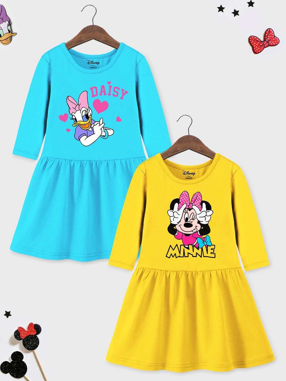 

Disney By Miss and Chief Girls Pack of 2 Graphic Printed Fit and Flare Dress, Blue
