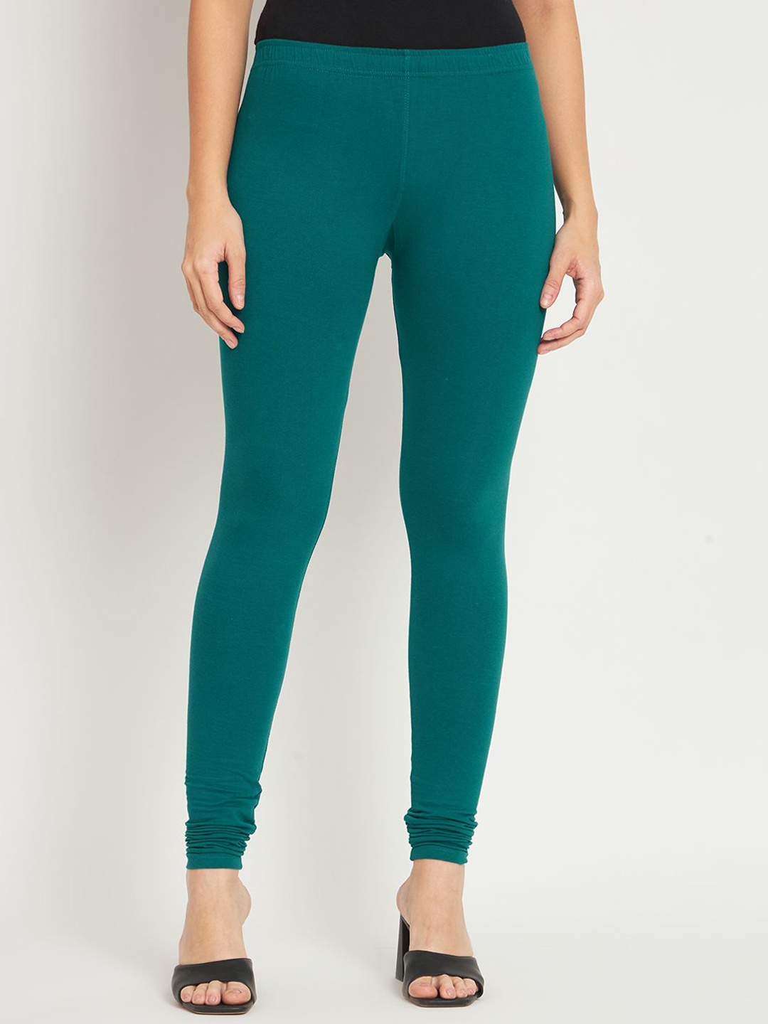 

Thread Plus Women Churidar Super Stretchable Solid Cotton Leggings, Blue