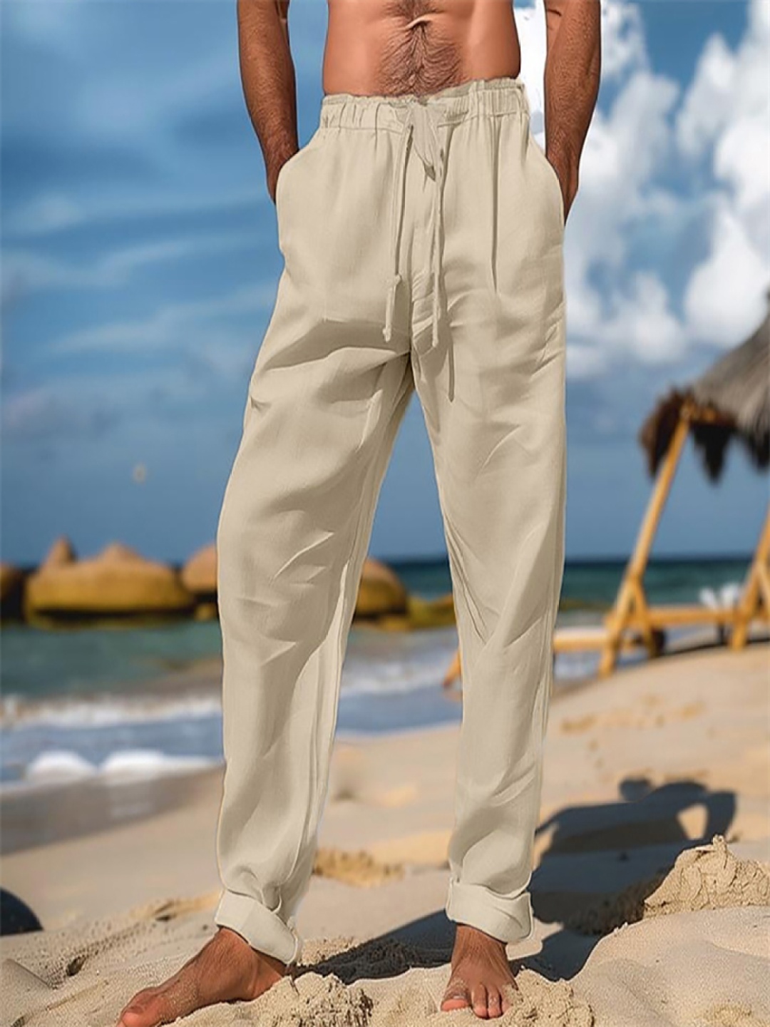 

StyleCast x Revolte Men Cotton Easy Wash Pleated Trousers, Khaki