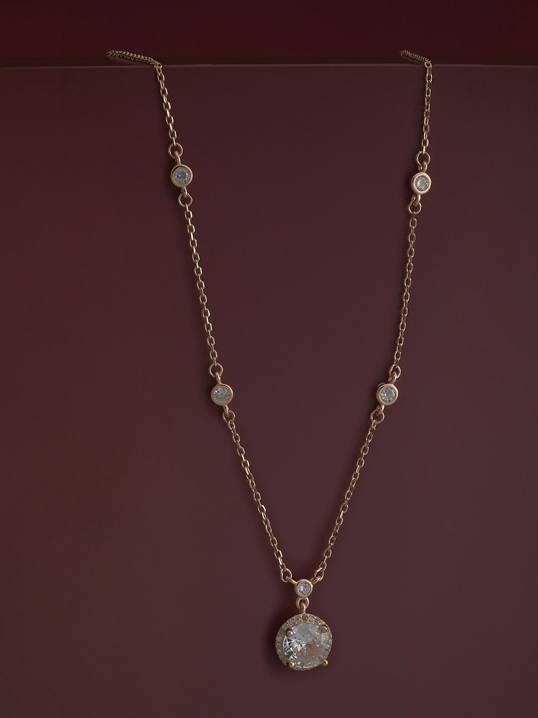 

Kushal's Fashion Jewellery 92.5 Silver White Rose Gold-Plated Zirconia Necklace