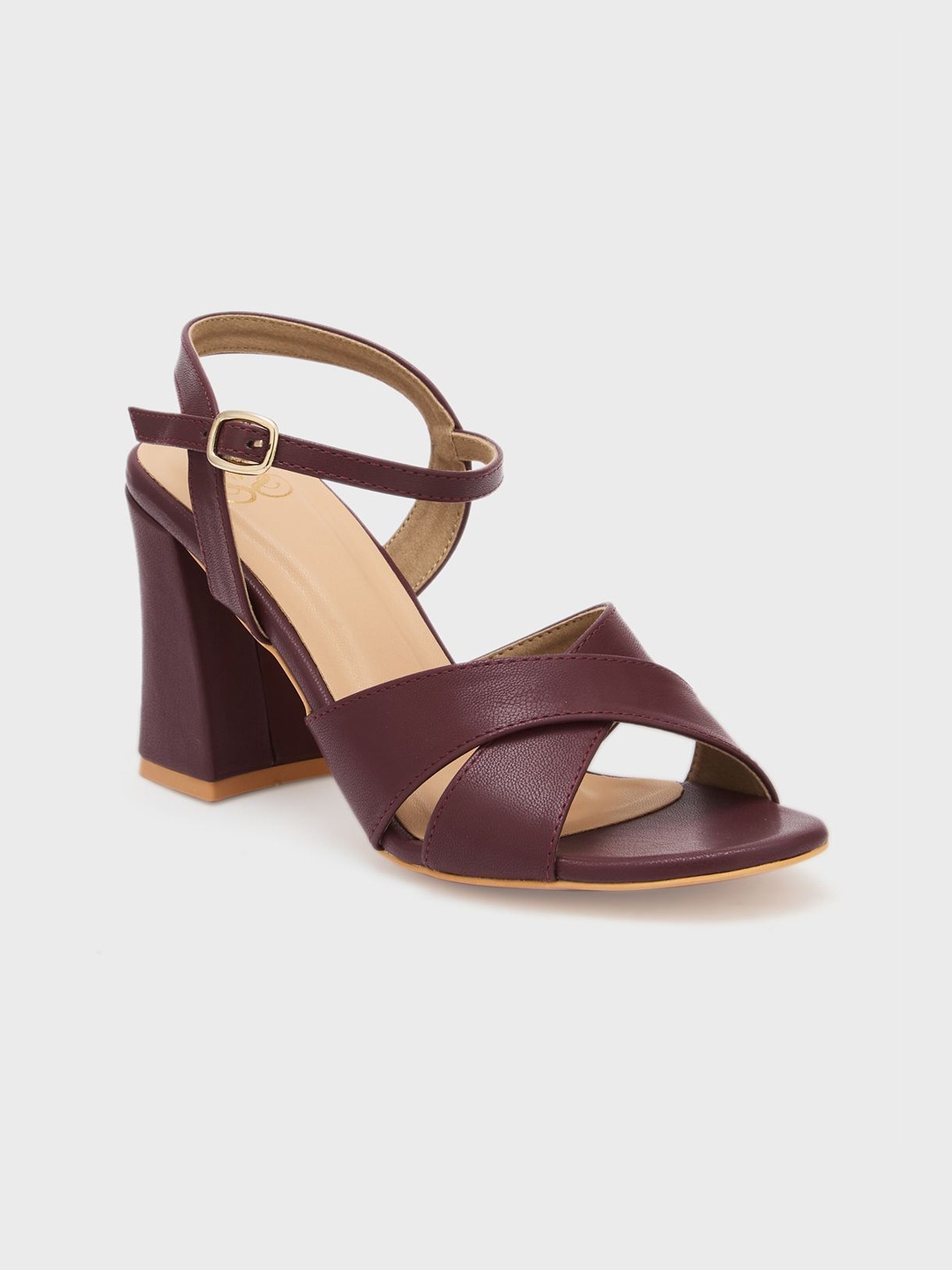 

Sole To Soul Women Block Sandals with Buckles, Maroon