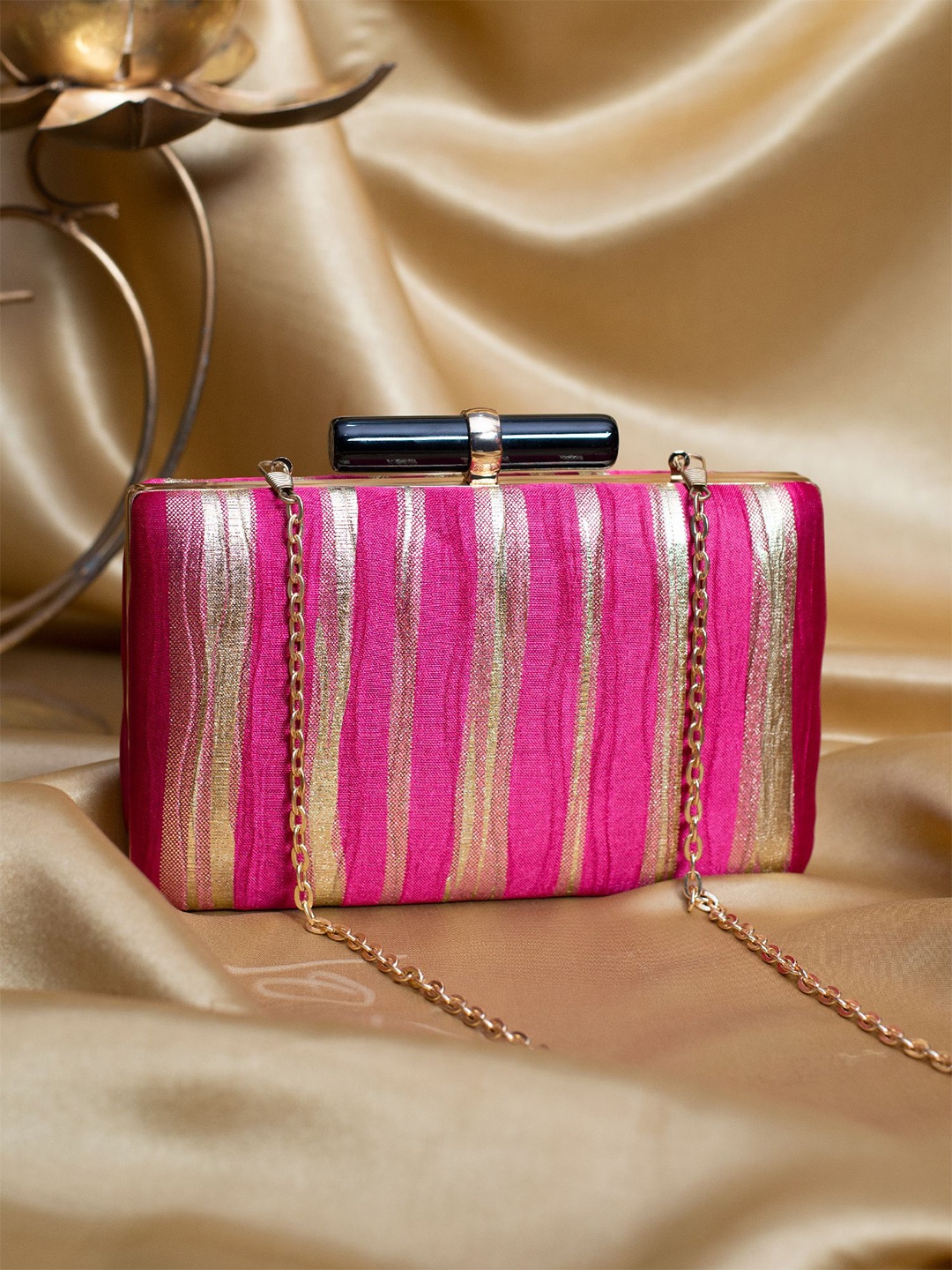 

ARTKLIM Embroidered Box Clutch, Pink