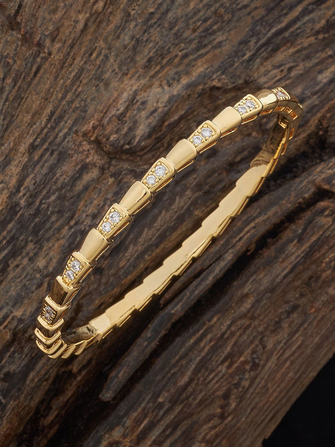 

Kushal's Fashion Jewellery Women Gold-Plated Zircon Kada Bracelet