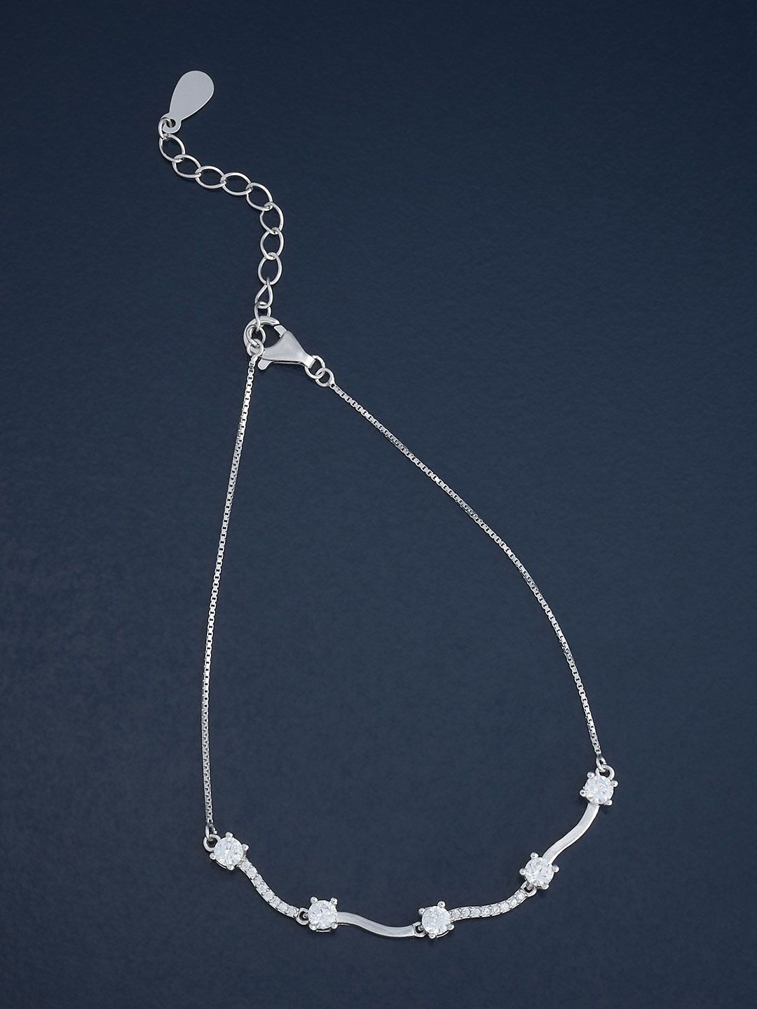 

Kushal's Fashion Jewellery Women 92.5 Sterling Silver Rhodium-Plated CZ Link Bracelet