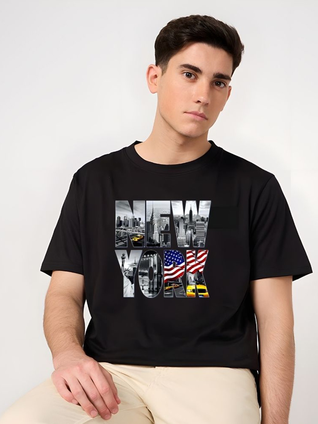 

Moda Rapido Men Drop-Shoulder Sleeves T-shirt, Black