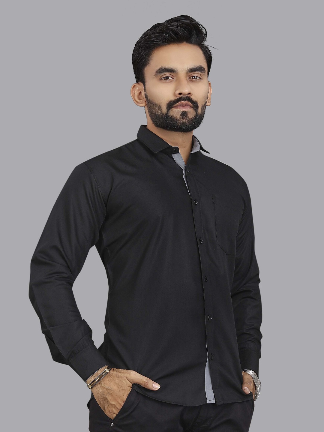 

Metronaut Men Classic Opaque Casual Shirt, Black