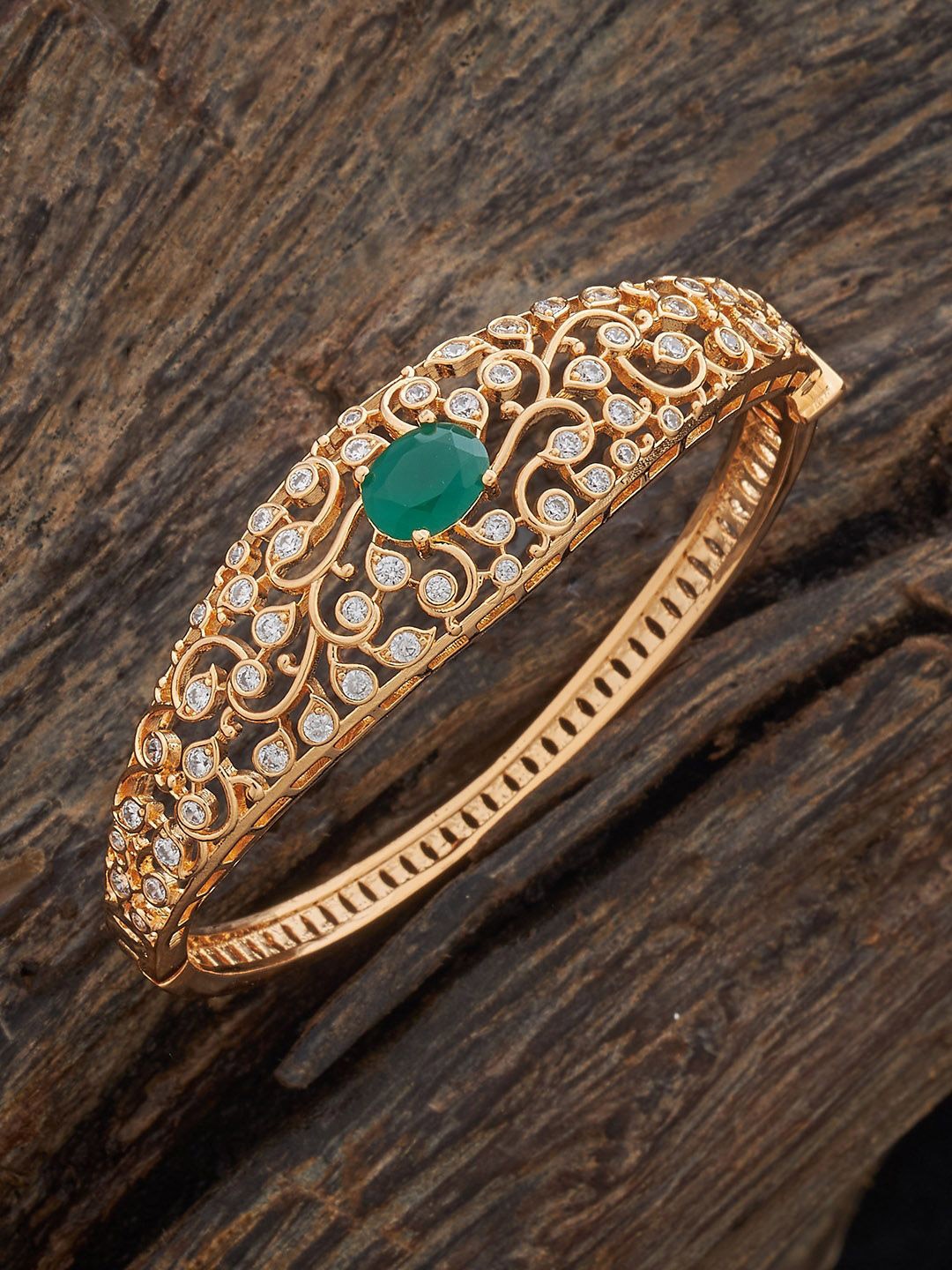 

Kushal's Fashion Jewellery Gold-Plated Zircon-Studded Bangle