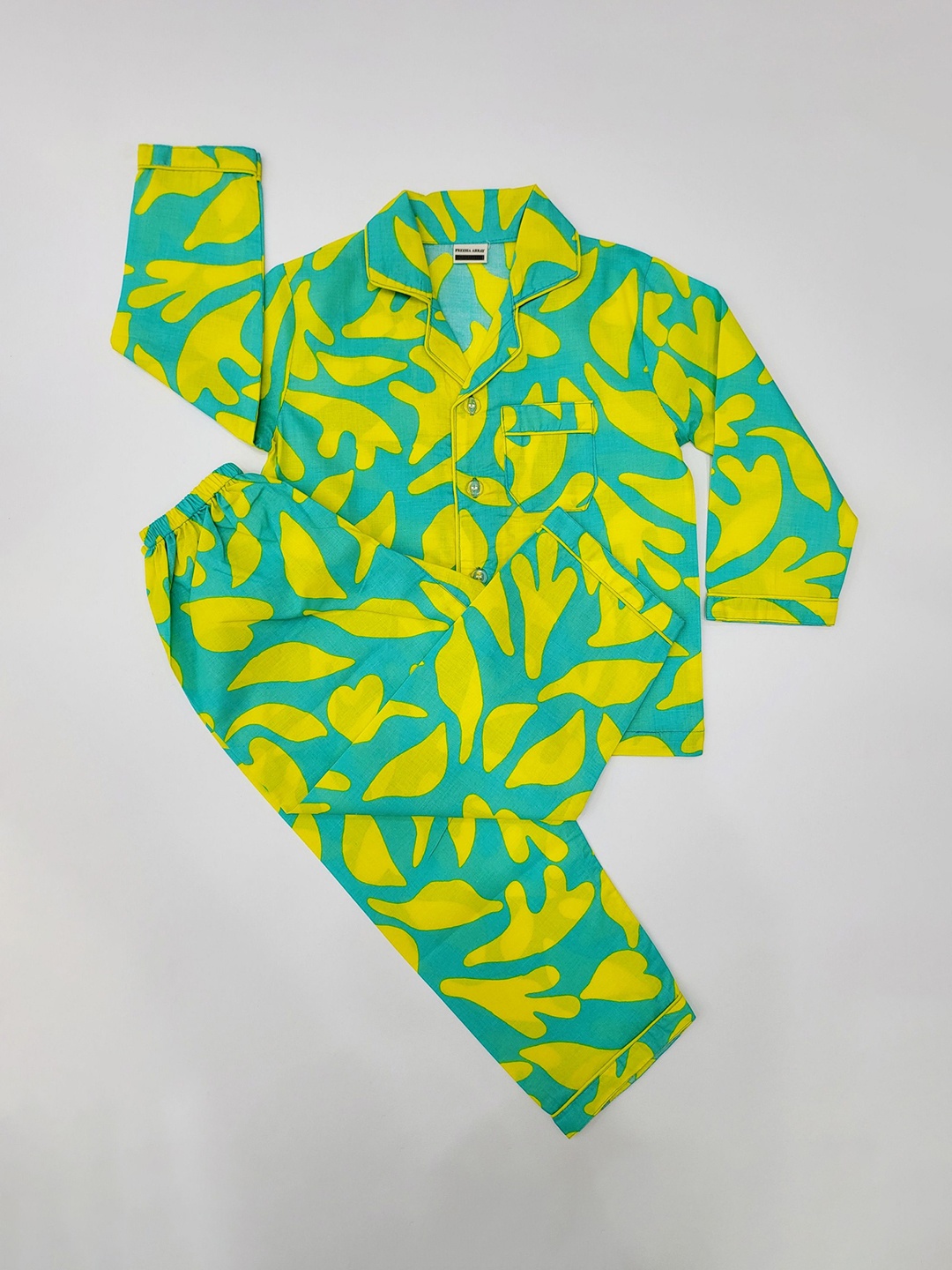 

Freesia Array Kids Printed Pure Cotton Night suit, Green
