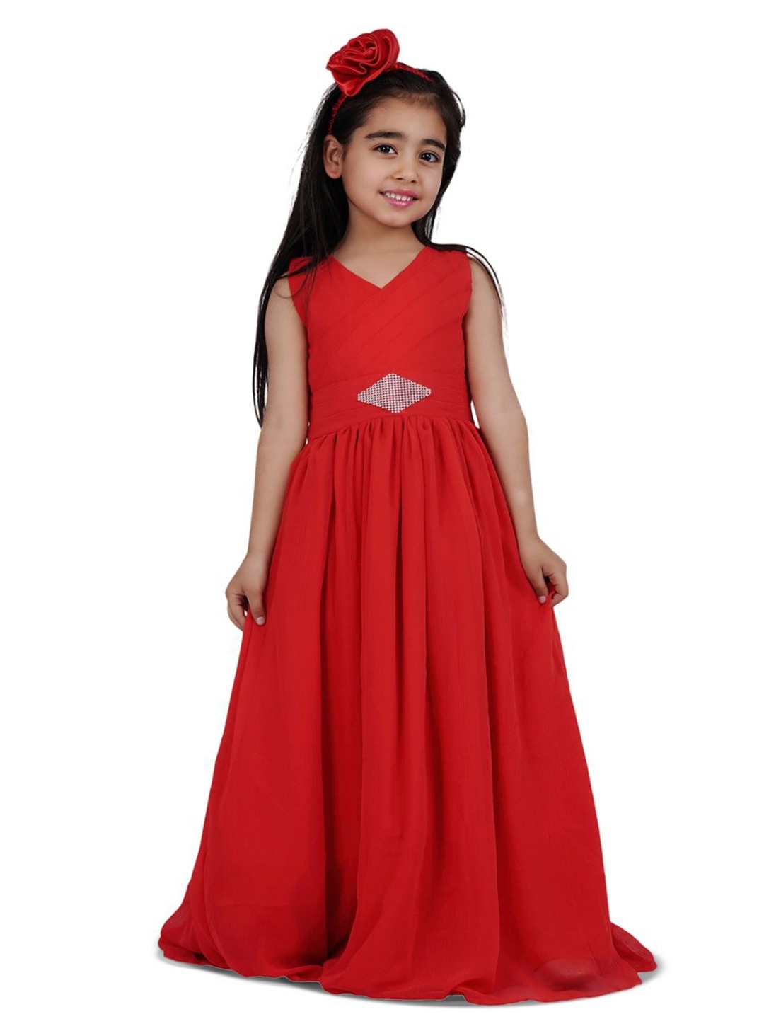 

Wow Princess Girls Chiffon Fit and Flare Sleeveless Maxi Dress, Red