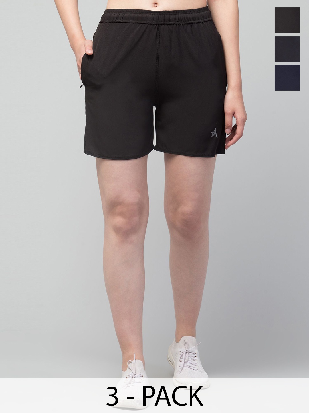 

CKARFE Women Pack of 3 Running Dri-FIT Sports Shorts, Black