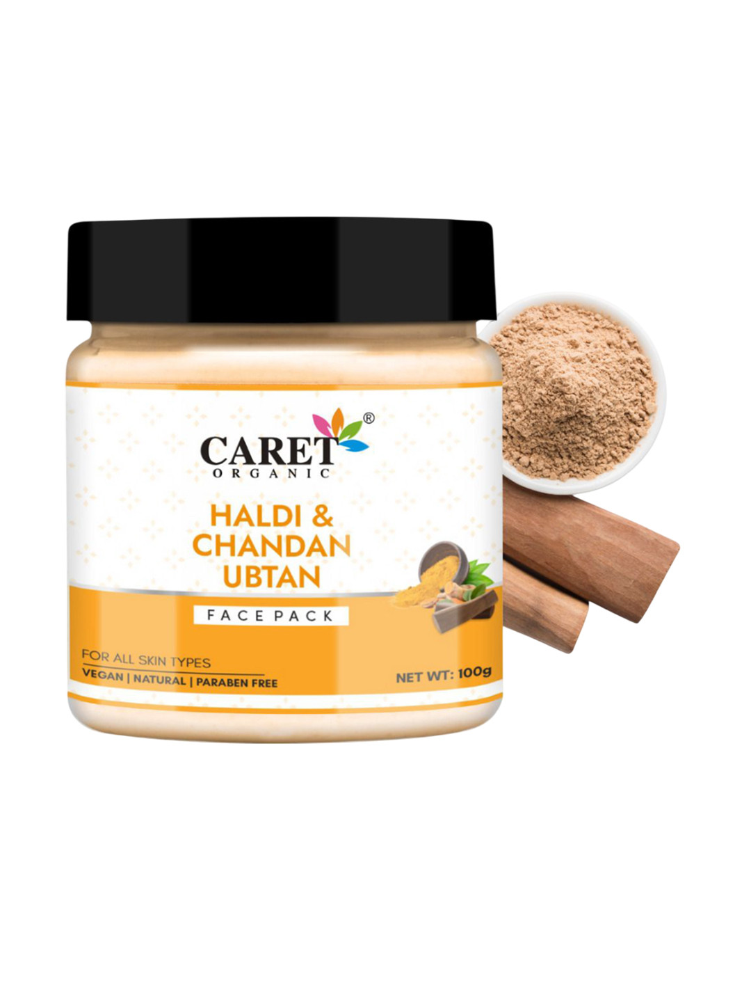 

CARET ORGANIC Haldi Chandan Ubtan Face Pack Reduce Dark Spots - 100 g, Beige