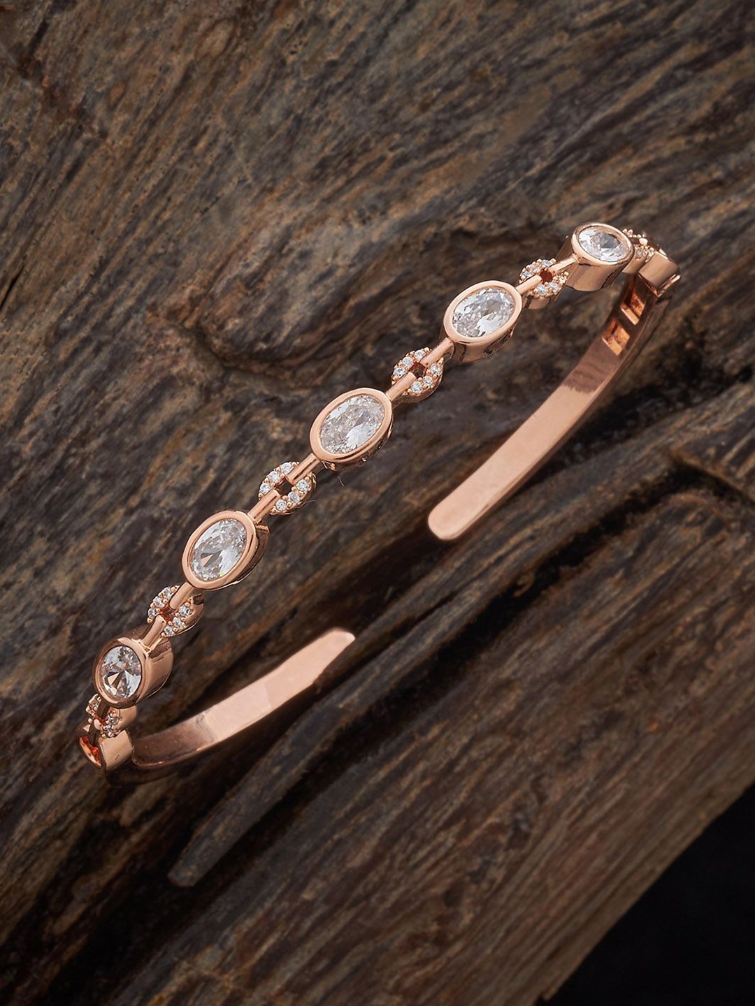 

Kushal's Fashion Jewellery Women Rose Gold-Plated Zircon Cuff Bracelet