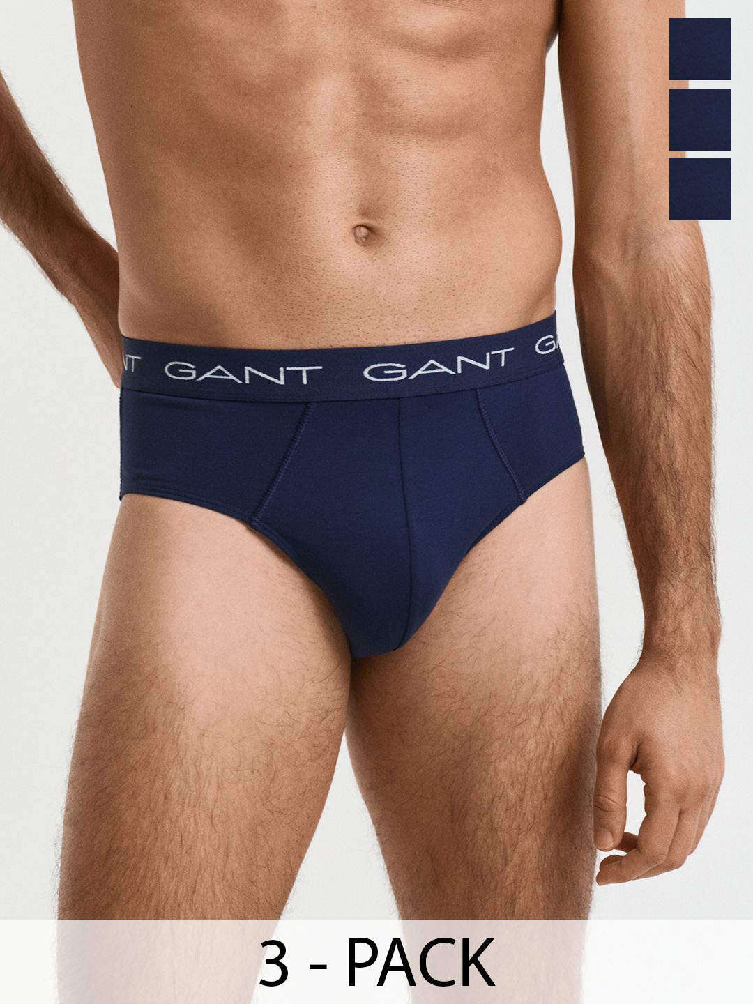 

GANT Men Pack Of 3 Mid Rise Basic Briefs, Blue