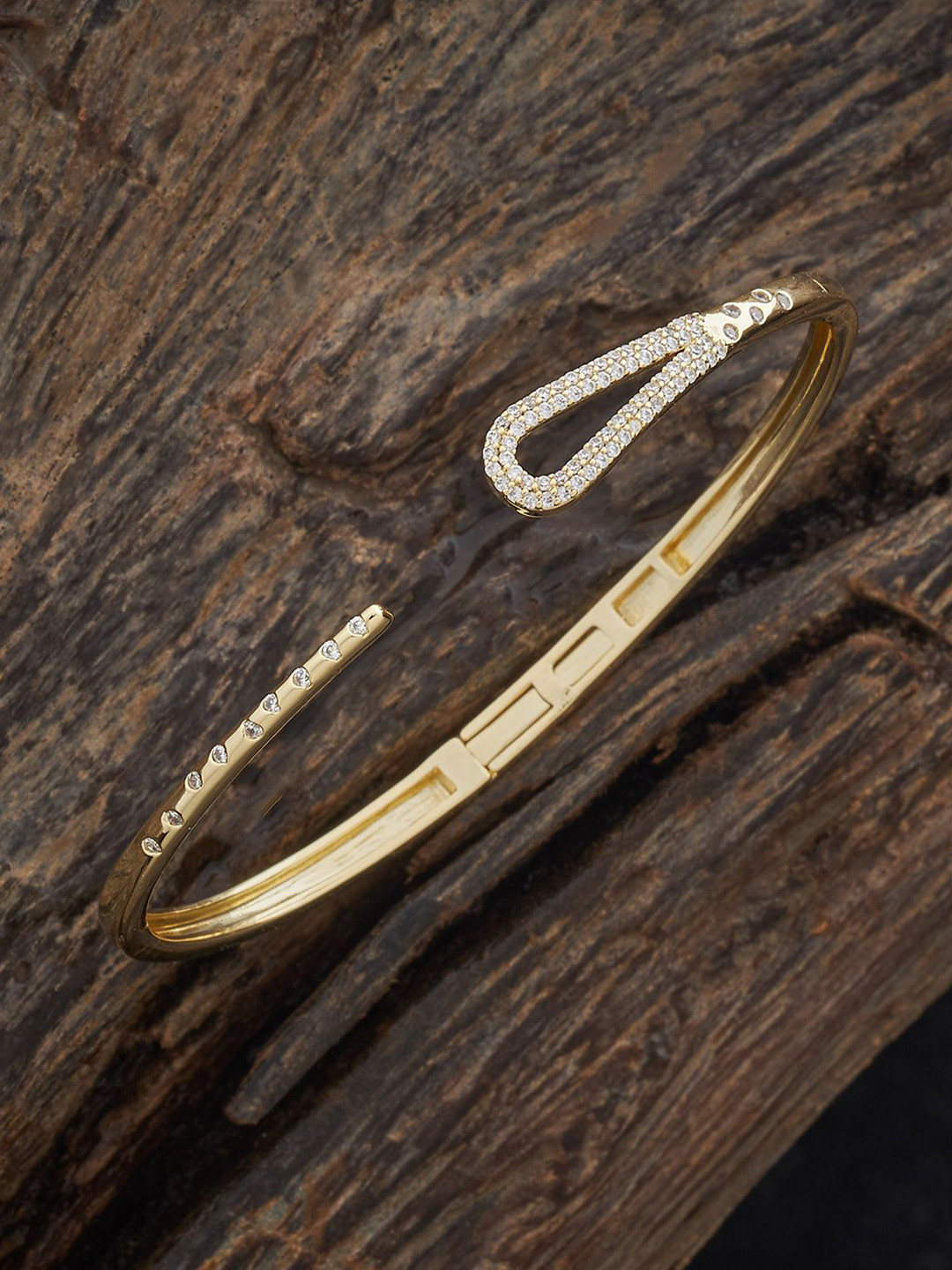 

Kushal's Fashion Jewellery Women Gold-Plated Zircon Cuff Bracelet