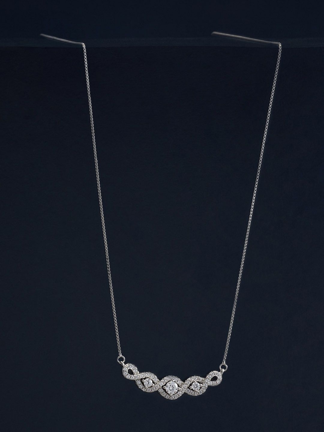 

Kushal's Fashion Jewellery 92.5 Silver Rhodium Plated Zircon Studded Pendant
