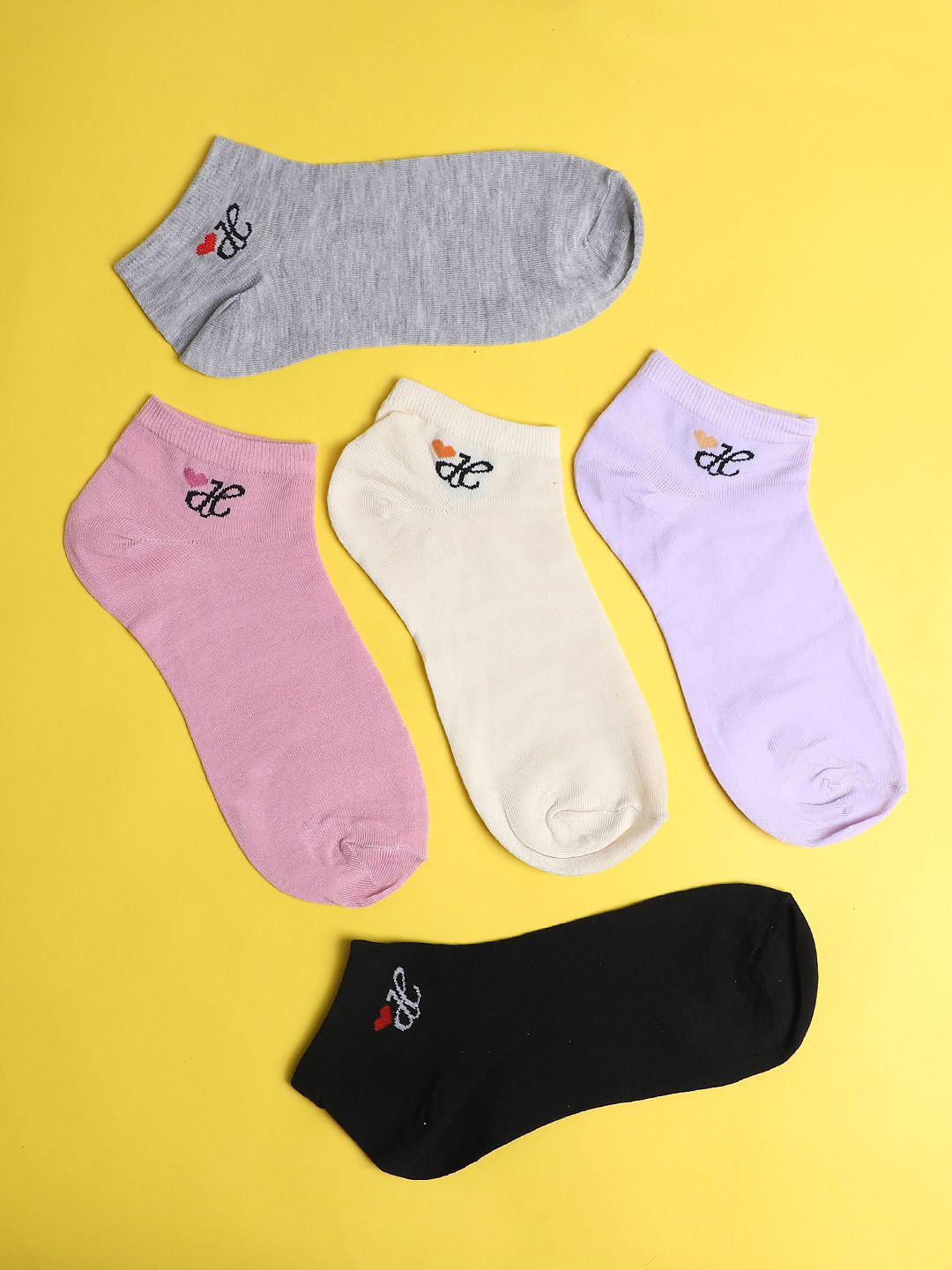 

Zalima Women Pack Of 5 Printed Cotton Ankle-Length Socks, Grey