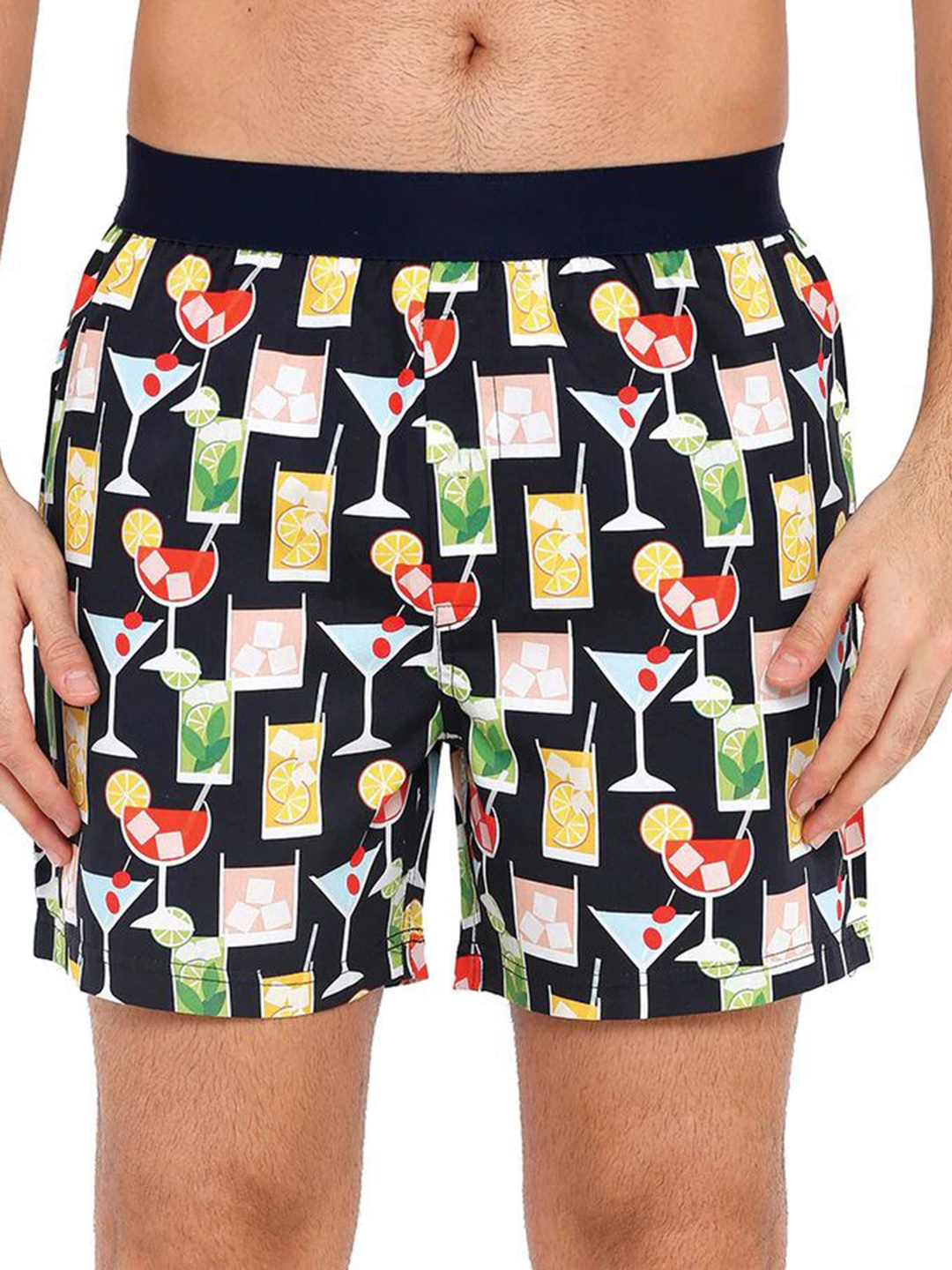 

ELLITI Men Abstract Printed Pure Cotton Boxer, Black