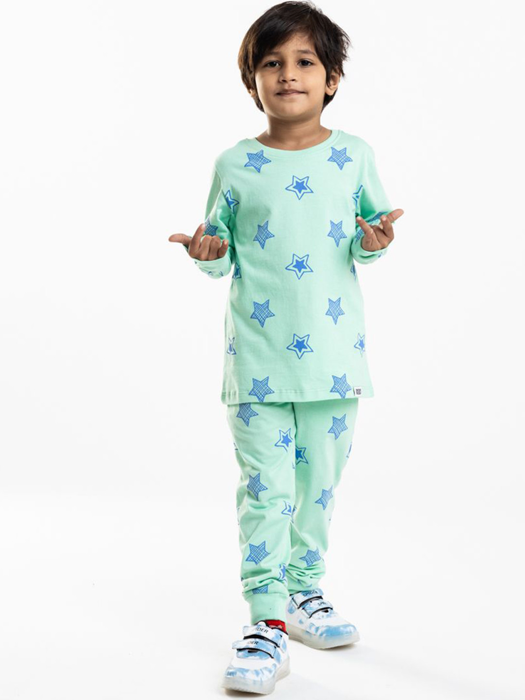 

Reedoo Kids Printed Pure Cotton Printed Pure Cotton Sweatshirt With Joggers, Green