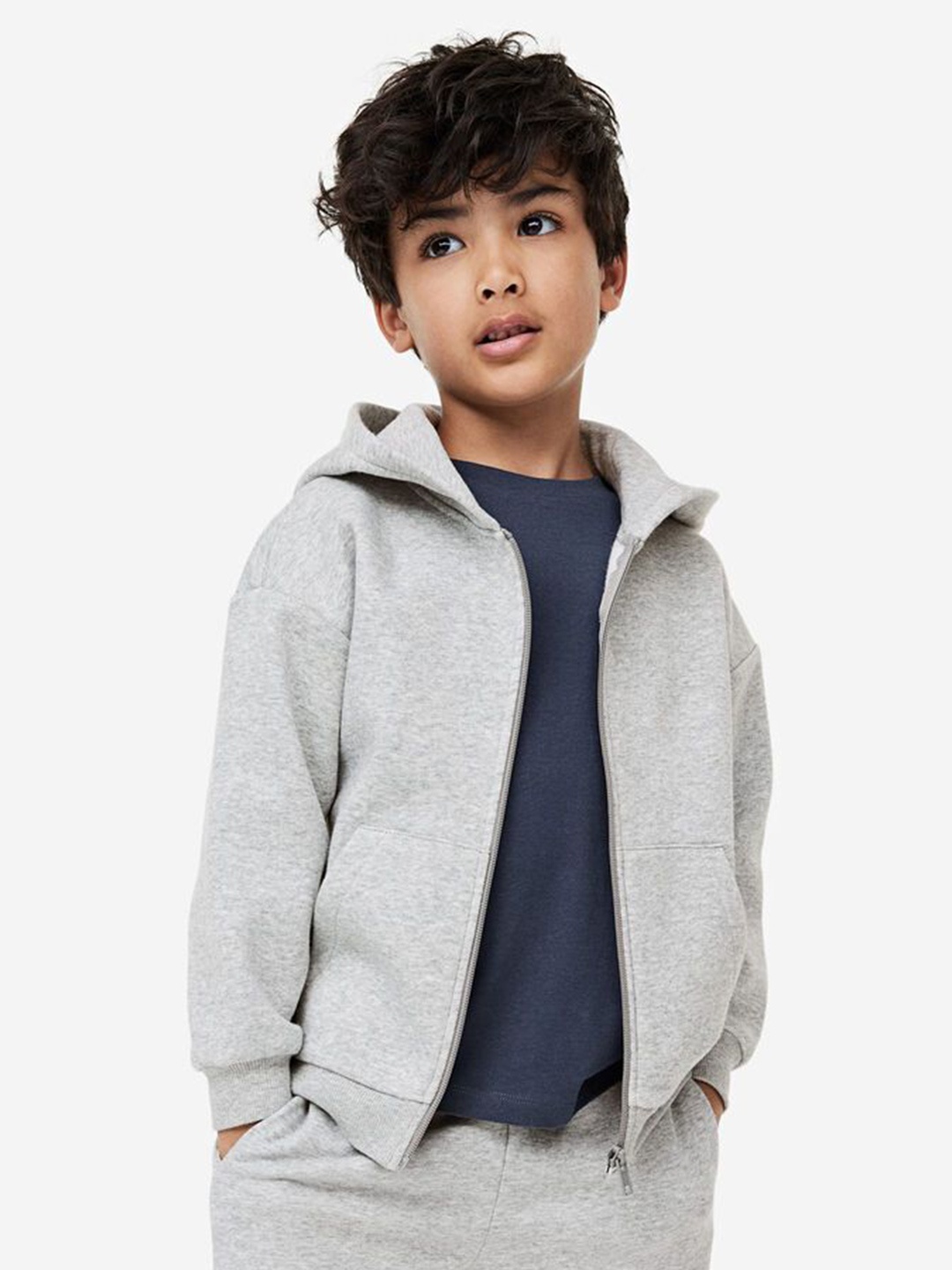 

Provogue Boys Hooded Front-Open Sweatshirt, Grey melange