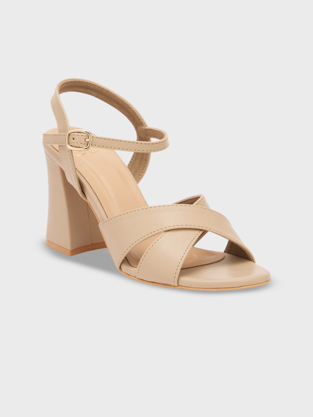 

Sole To Soul Women Open Toe Block Heel Sandals, Beige