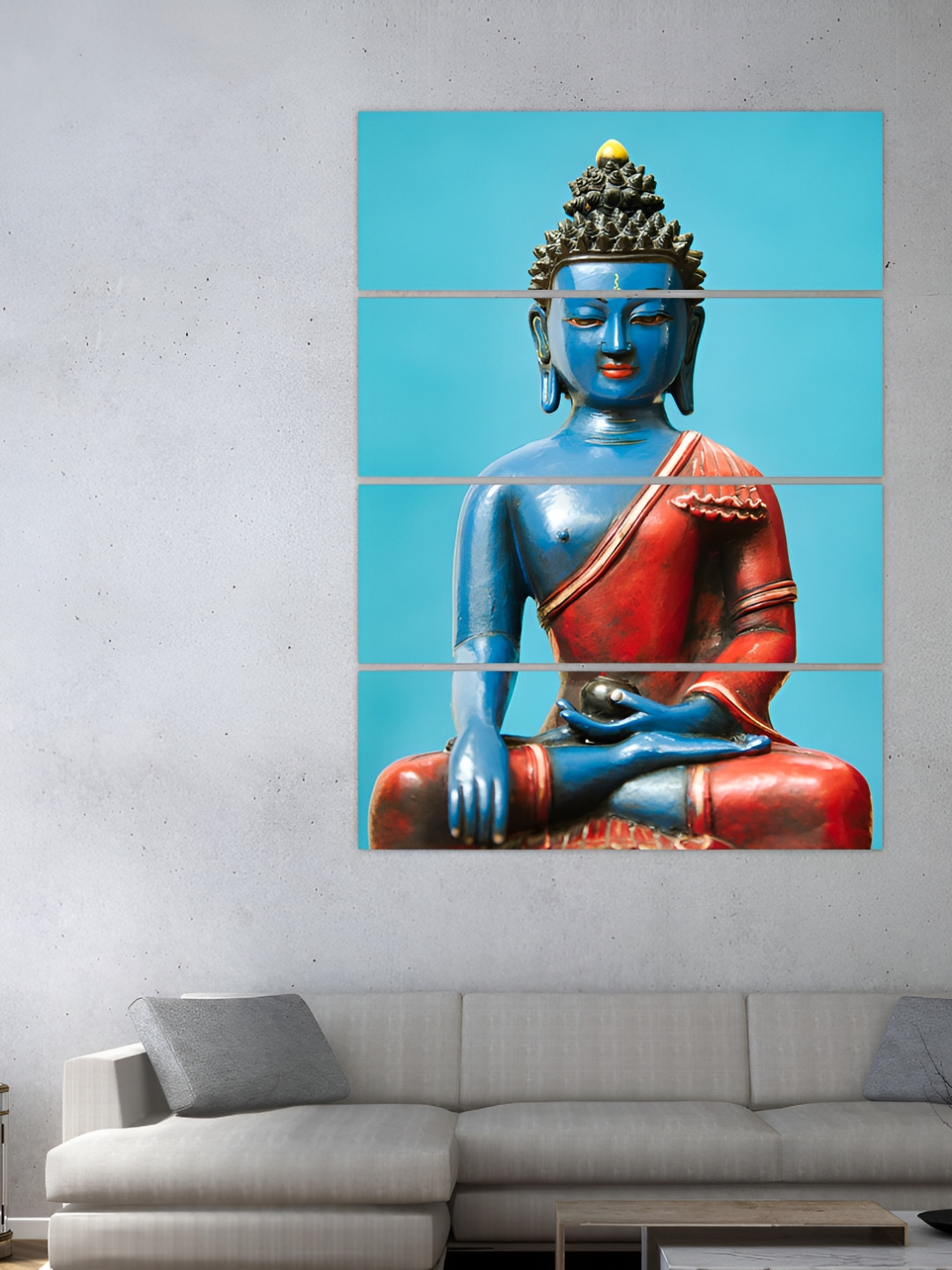 

Inephos Blue & Orange 4 Piece Canvas Religious Wall Paintings