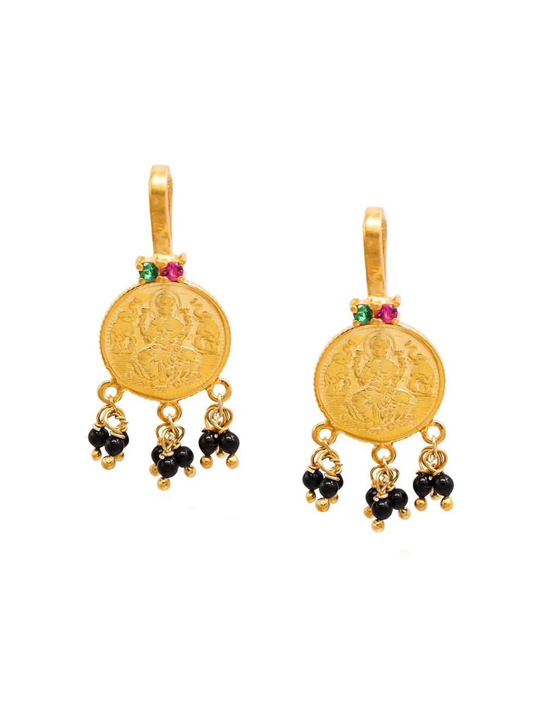 

Unniyarcha 92.5 Silver Gold-Plated Mangal Lakshmi Bugadi Earrings