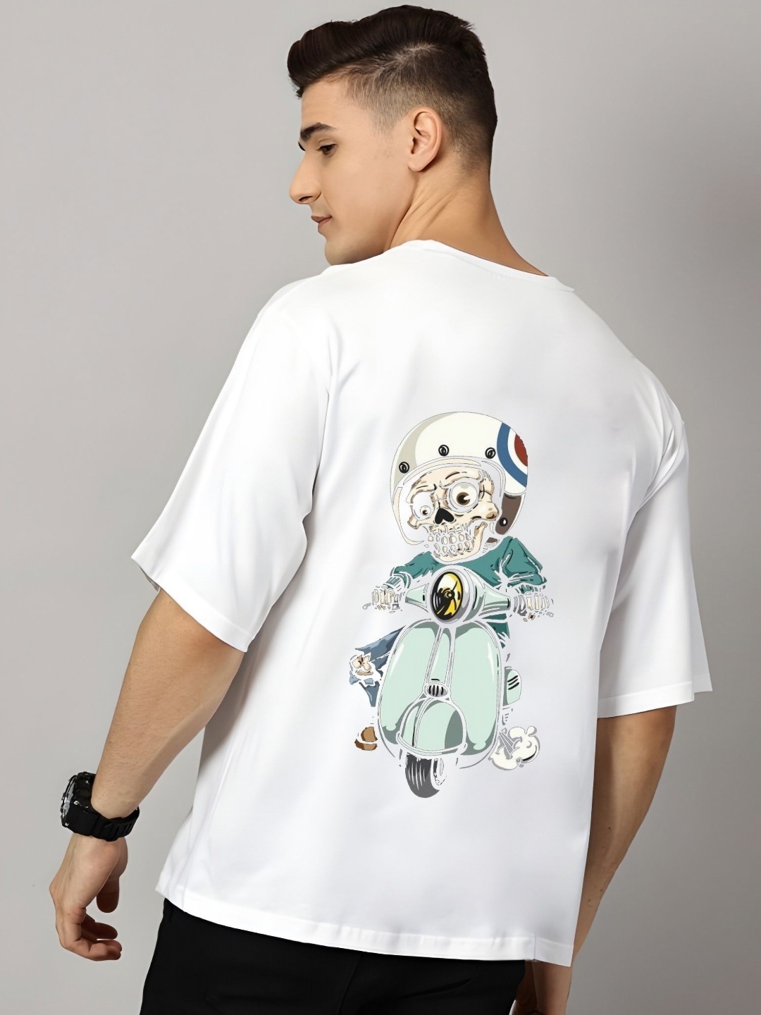 

Moda Rapido Men Graphic Printed Round Neck Cotton Relaxed Fit T-shirt, White