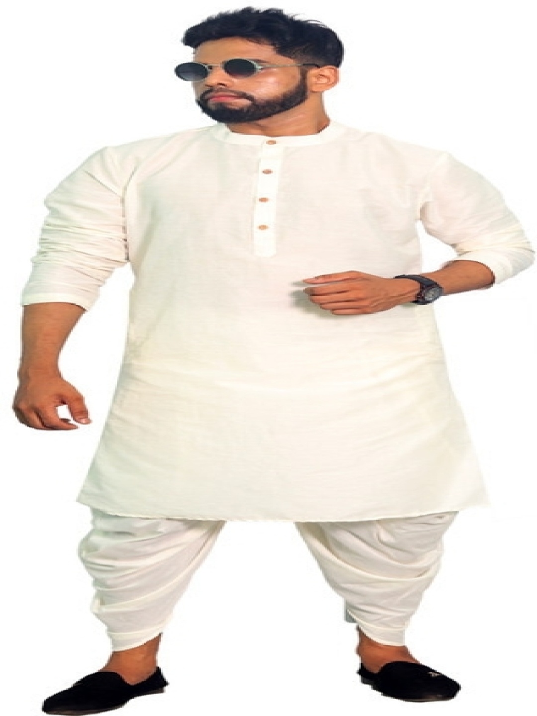 

House of Aqss Round Neck Straight Kurta With Dhoti Pants, White