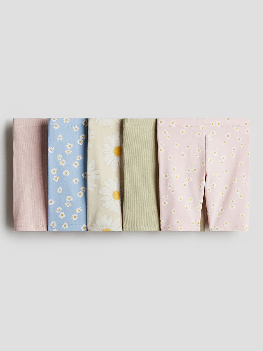 

H&M Girls 5-Pack Cotton Cycling Shorts, Beige