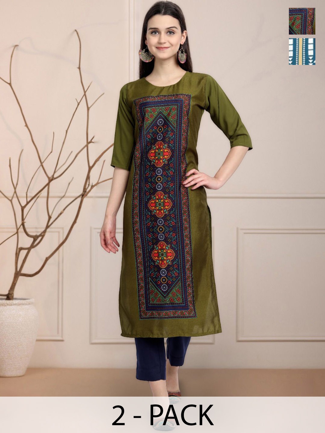 

Moda Rapido Women Ethnic Motifs Printed Floral Crepe Kurta, Multi