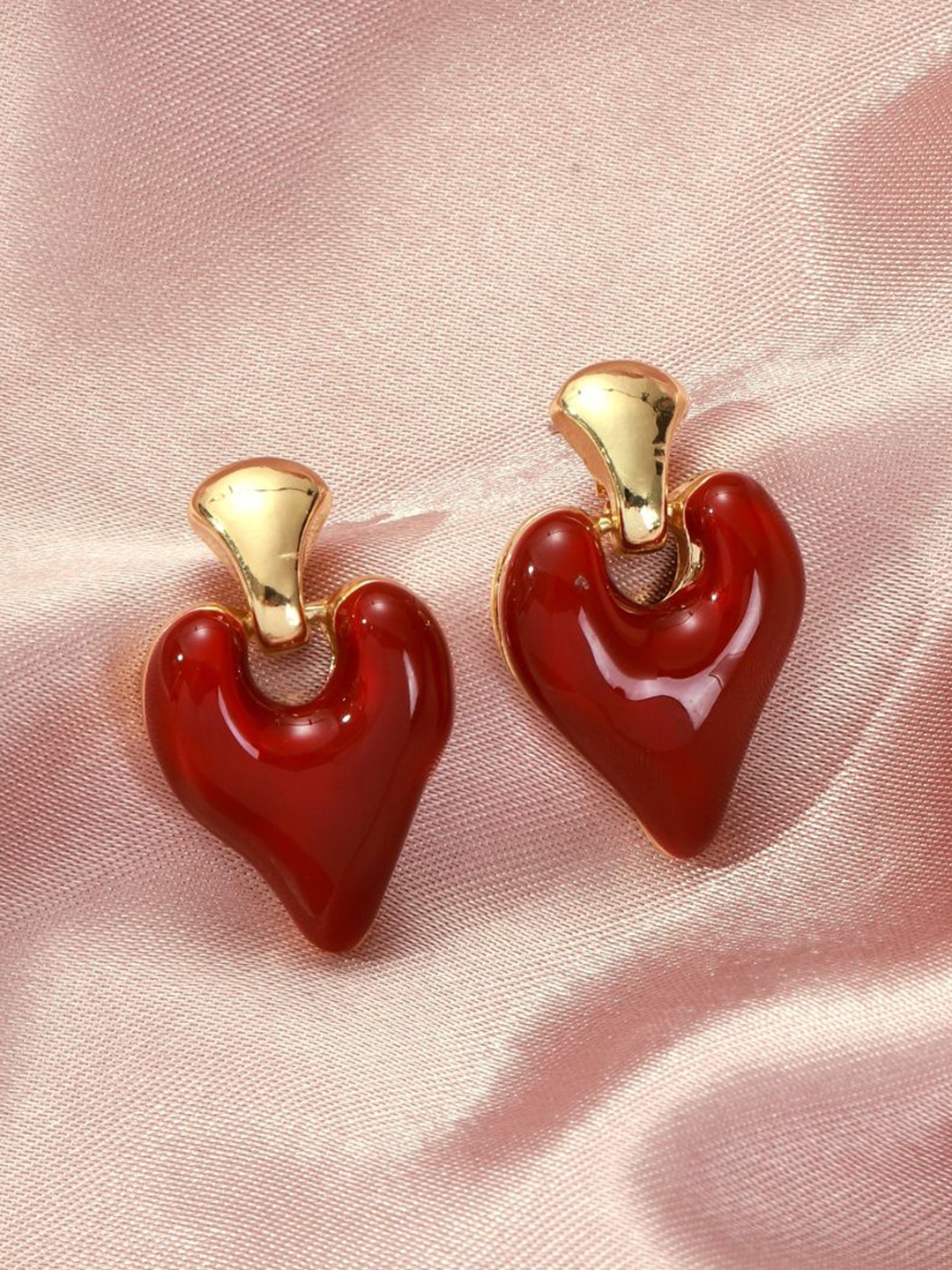 

SALTY Valentines Day Love in Cherry Heart Shaped Studs, Gold