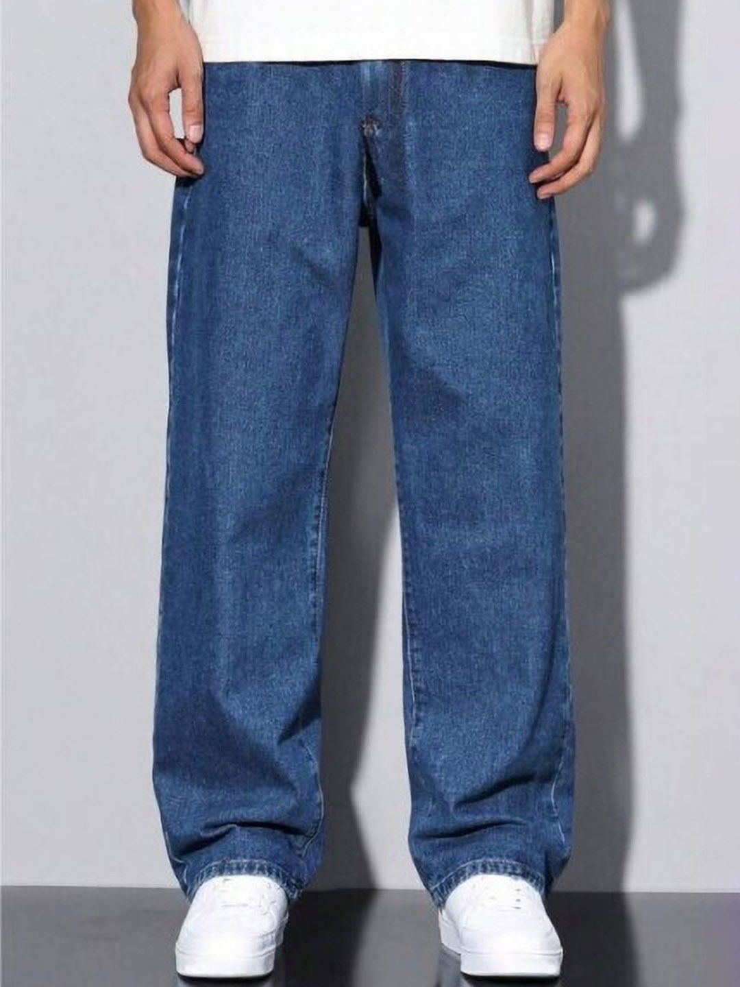 

Rend Men Mid-Rise Baggy Stretchable Jeans, Blue