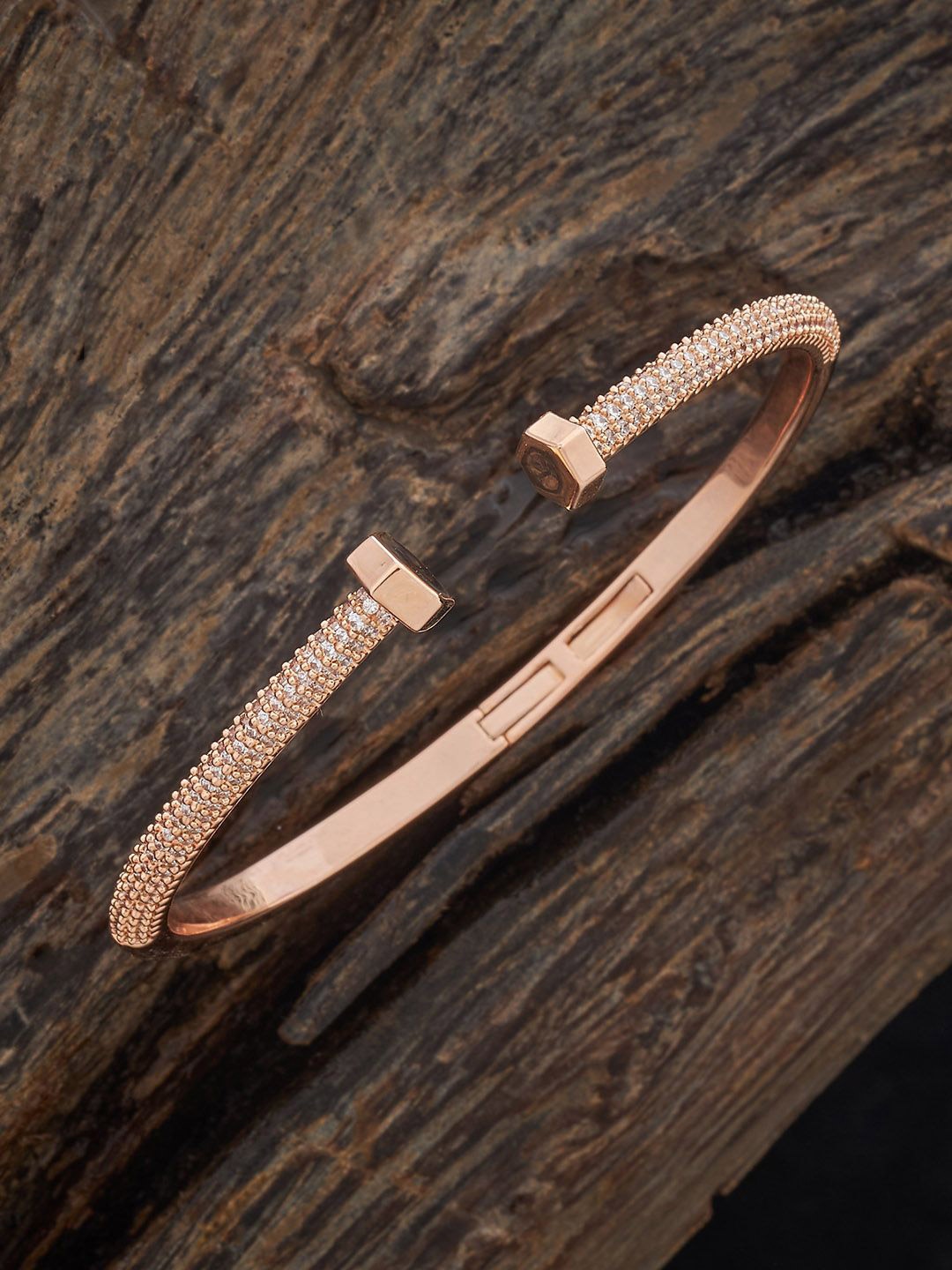 

Kushal's Fashion Jewellery Rose Gold-Plated Zircon-Studded Bangle