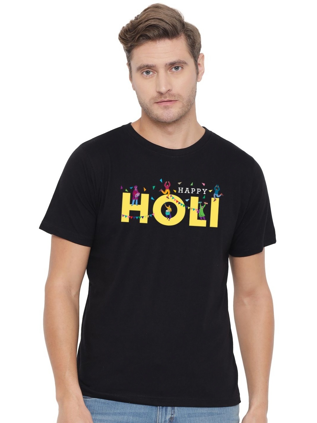 

FFLIRTYGO Men Graphic Printed Round Neck Cotton T-shirt, Black