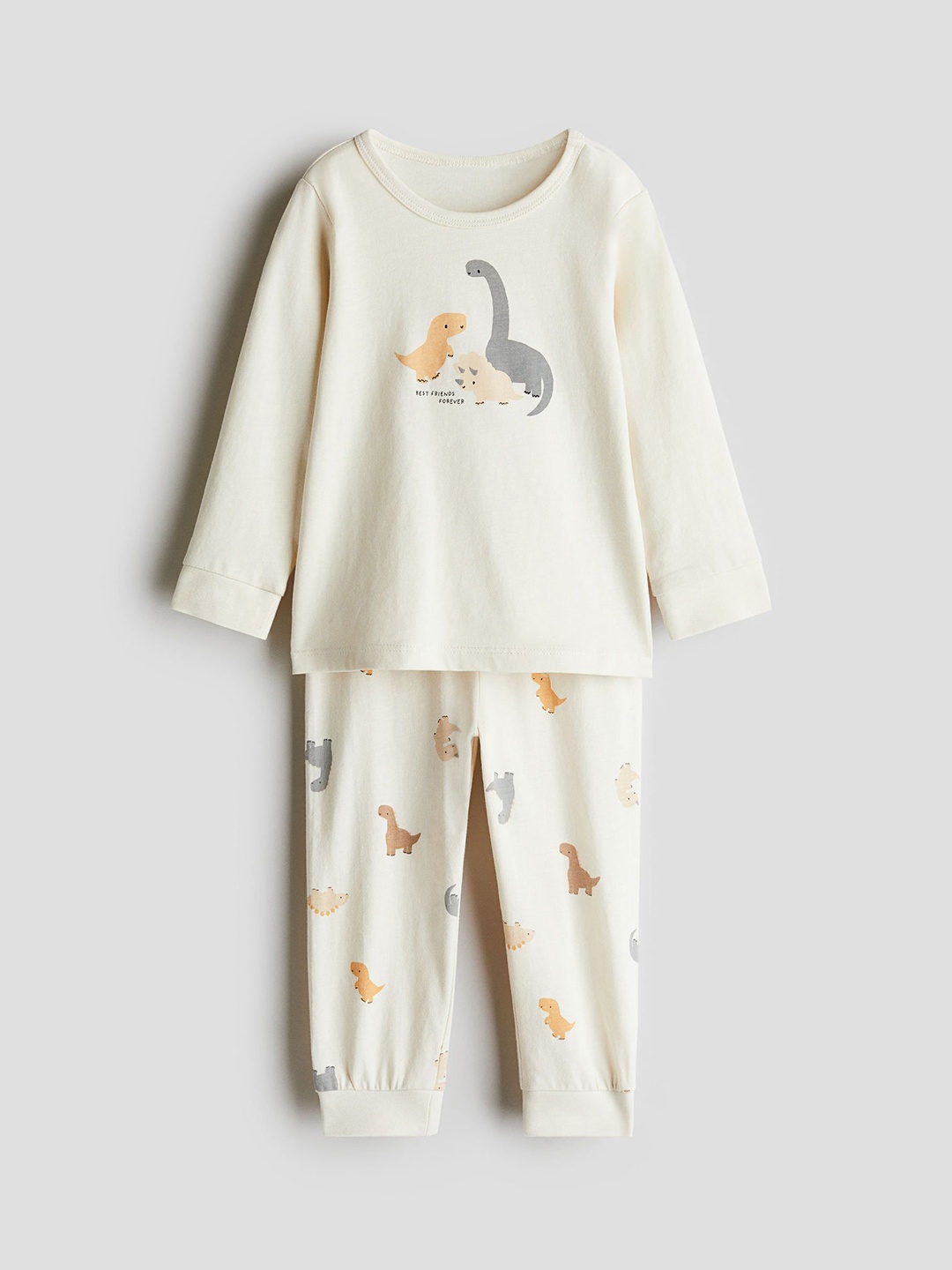 

H&M Boys Printed Cotton Pyjamas, Beige
