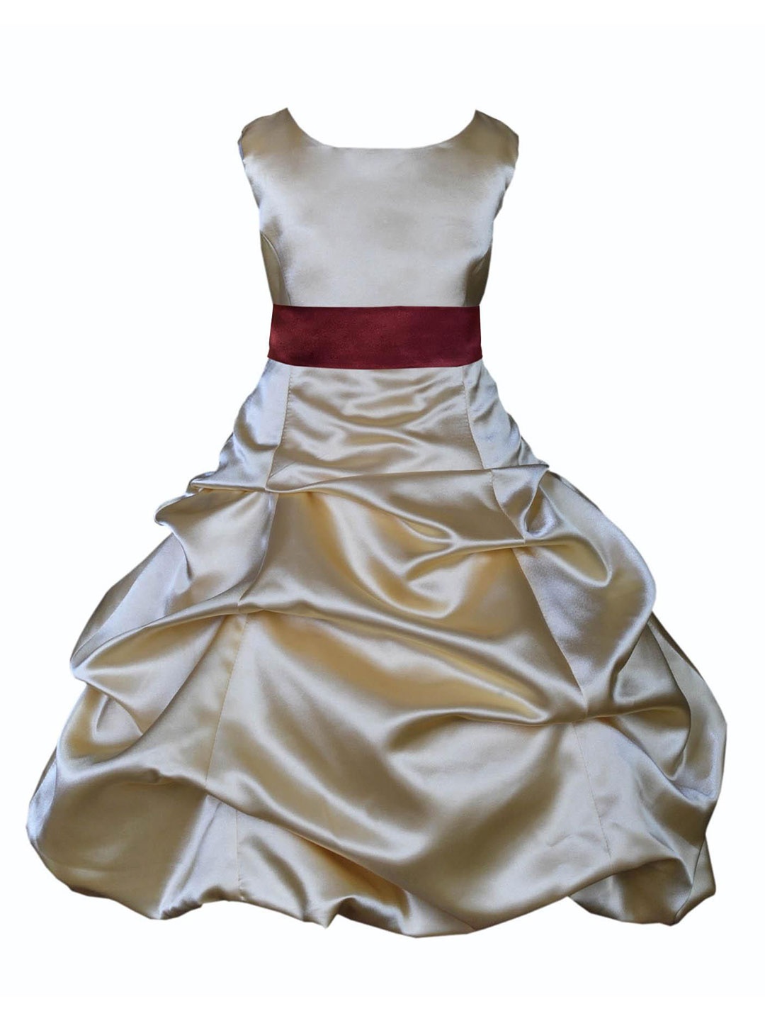 

Wow Princess Solid Satin A-Line Sleeveless Dress, Gold