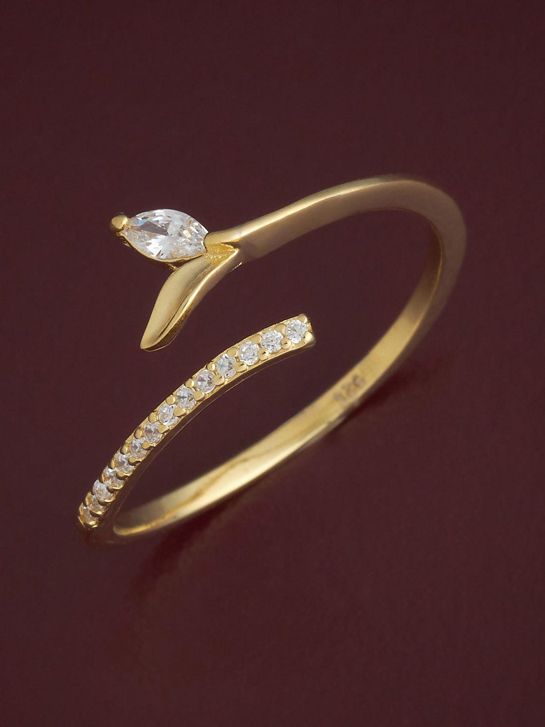 

Kushal's Fashion Jewellery 92.5 Silver Gold-Plated CZ Studded Temple Finger Ring