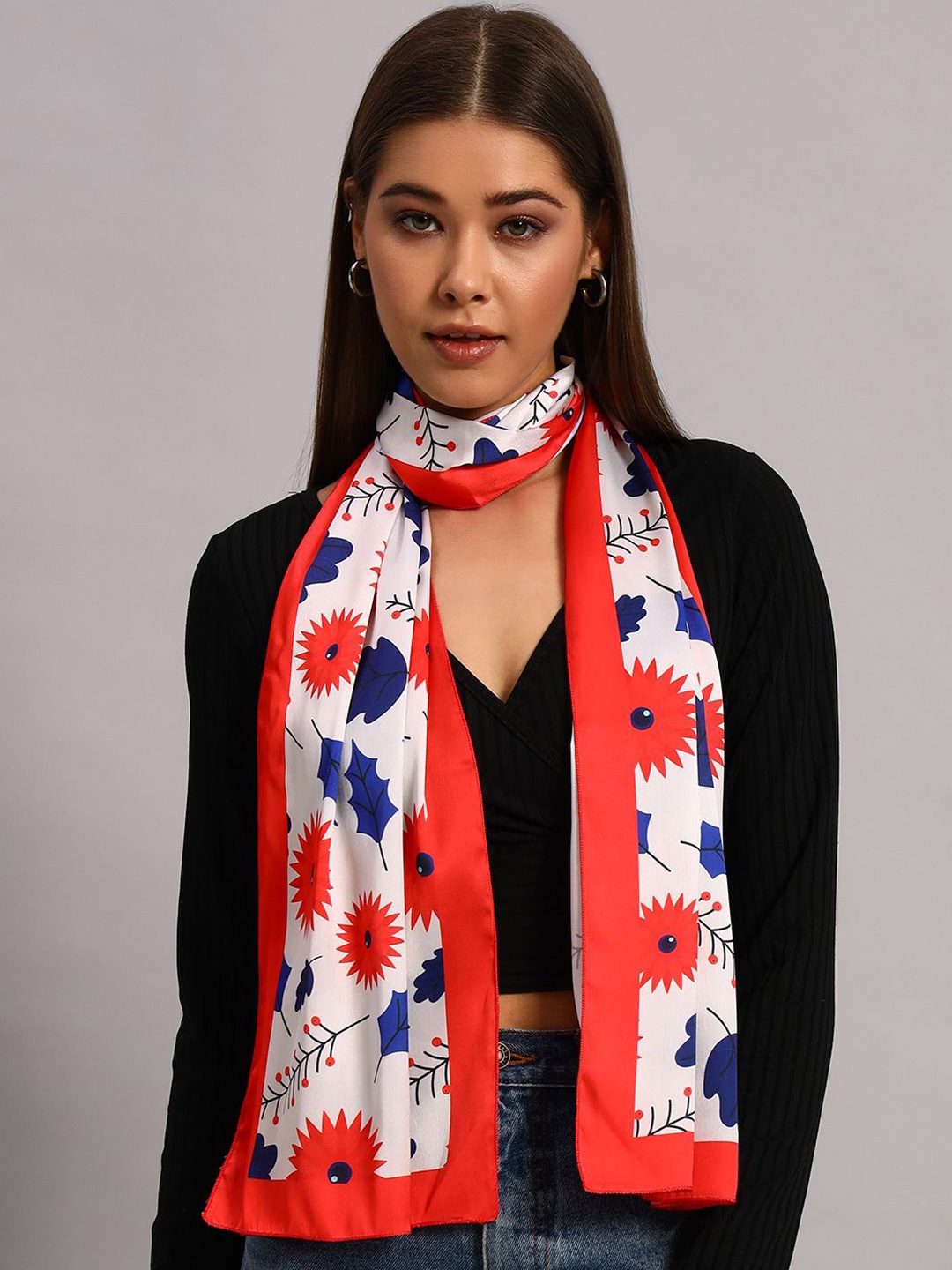 

HANDICRAFT PALACE Women Printed Scarf, Red