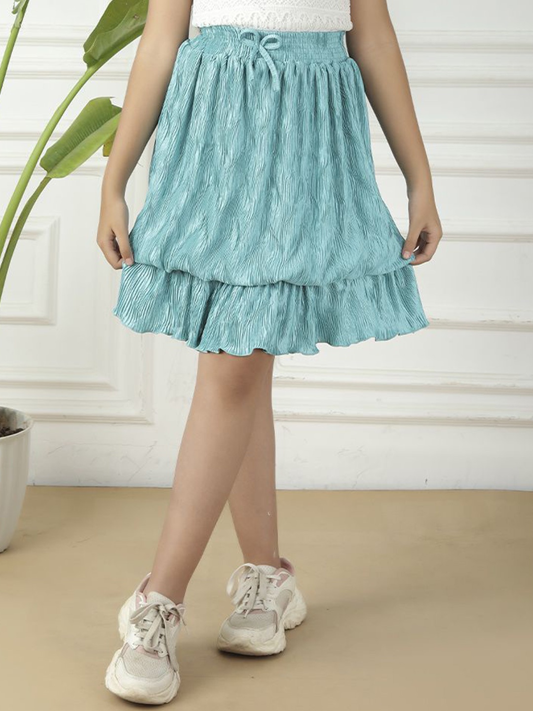 

BAESD Girls Pleated Knee-Length Skirt, Blue